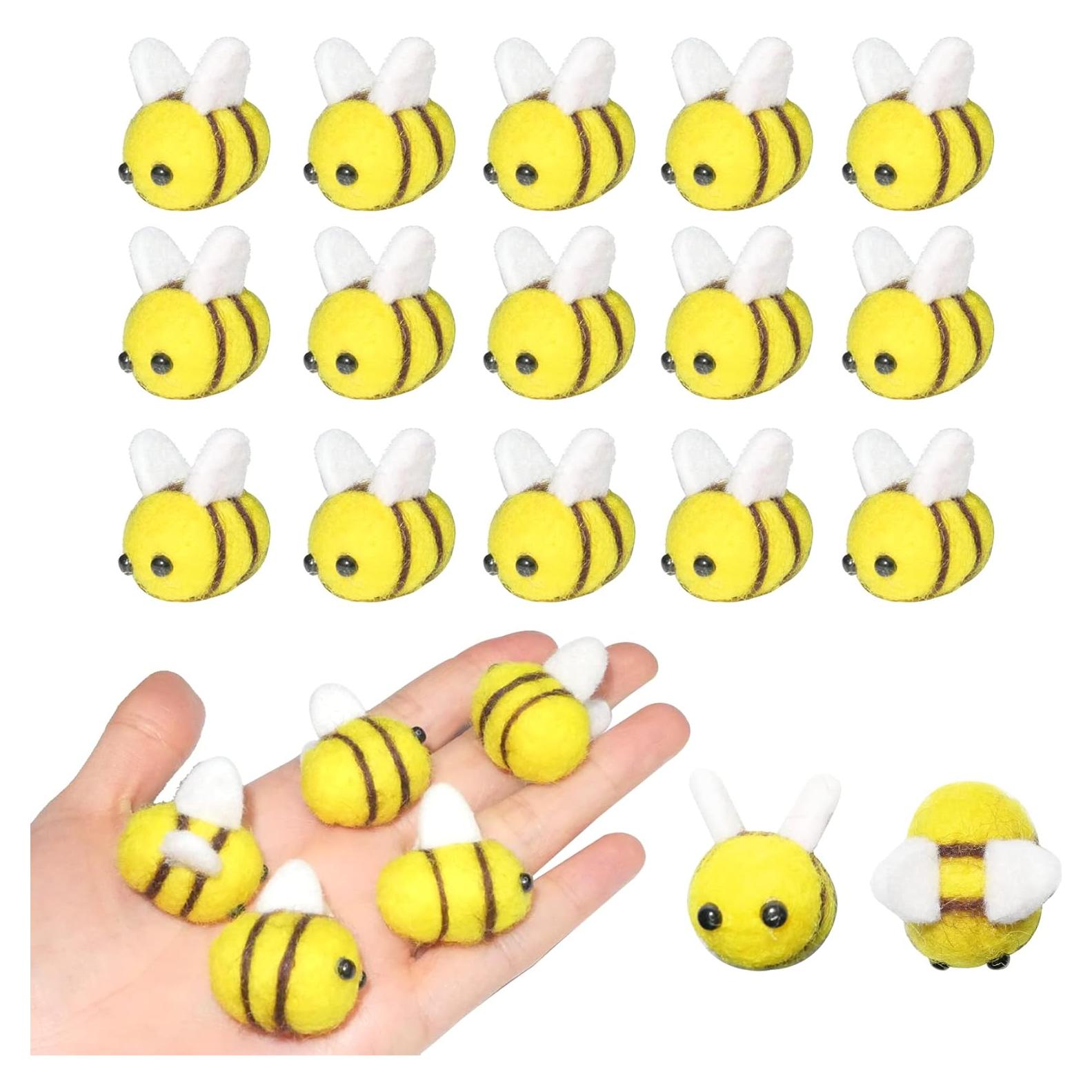 HADDIY 20 Abejas de Fieltro Plush para Manualidades 3x2 cm