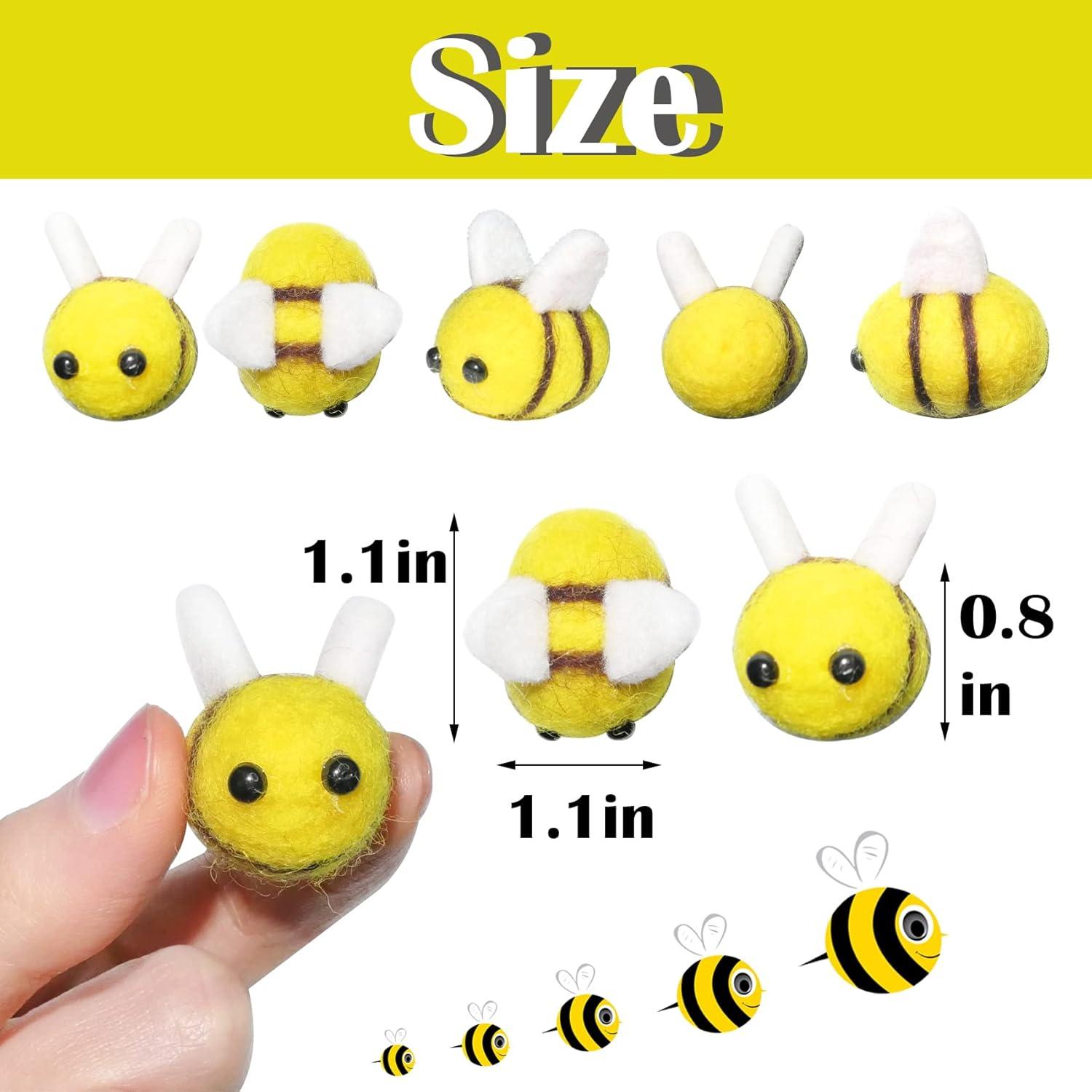 HADDIY 20 Abejas de Fieltro Plush para Manualidades 3x2 cm