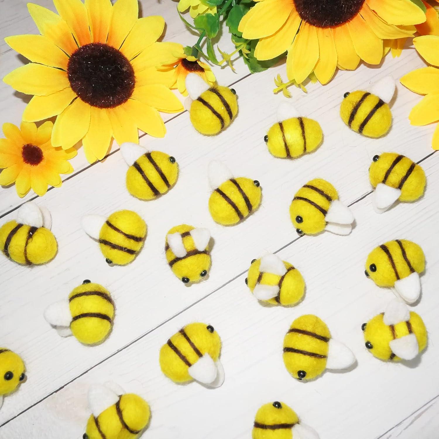 HADDIY 20 Abejas de Fieltro Plush para Manualidades 3x2 cm