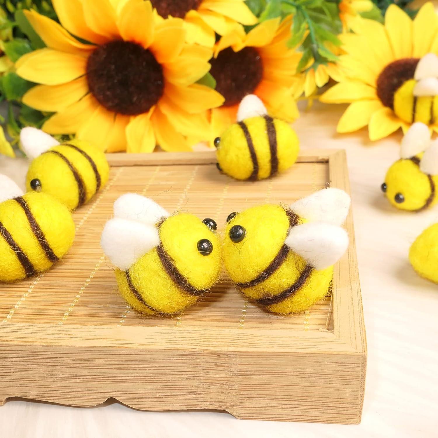 HADDIY 20 Abejas de Fieltro Plush para Manualidades 3x2 cm