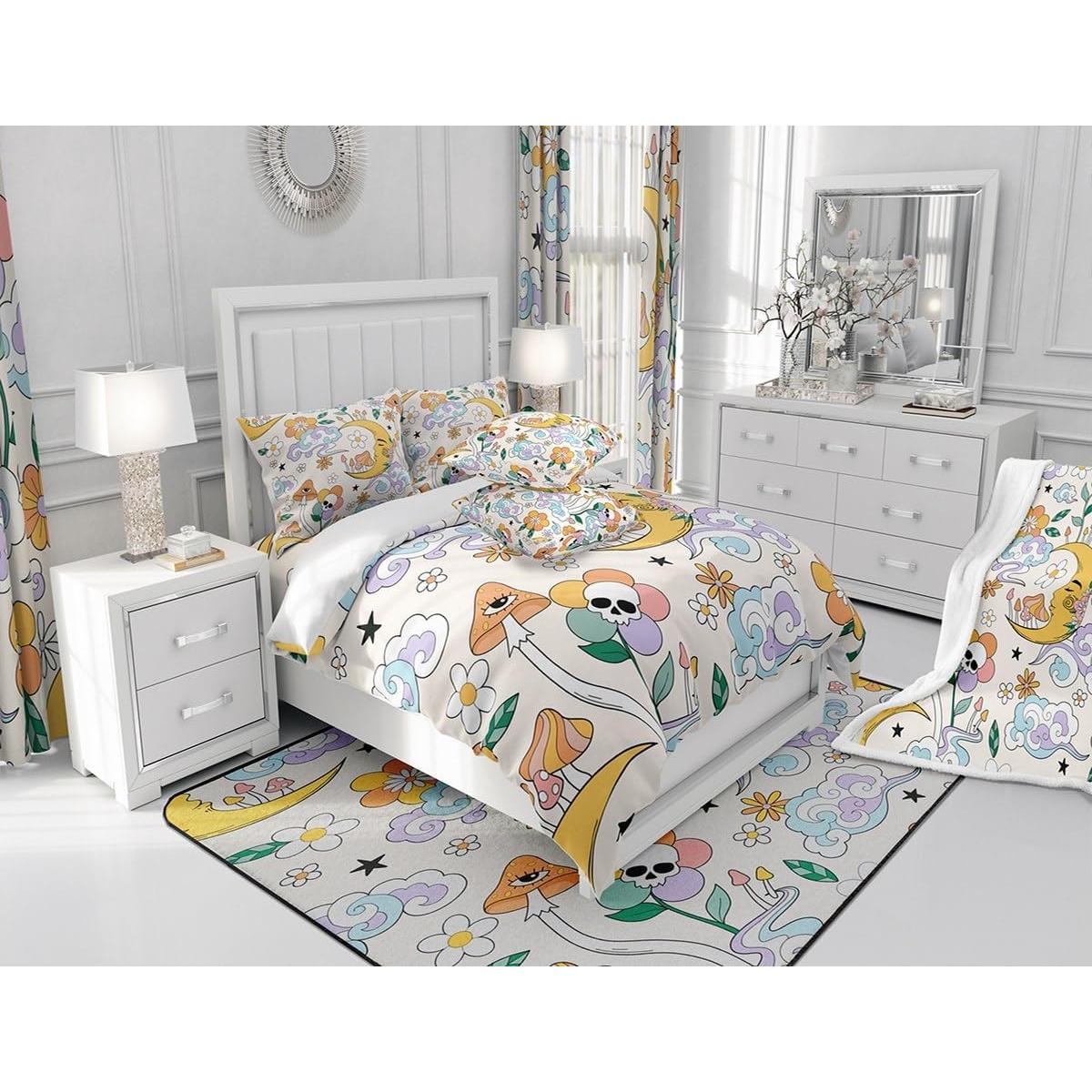 Funda de Edredón Queen Castle Fairy Floral Bohemio 3 Piezas