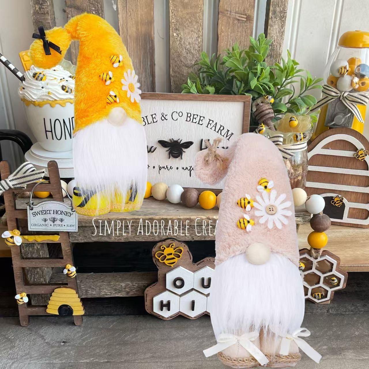 Gnomos de Abeja Amarillos 25.4 cm - Decoración Hogar 2 Piezas