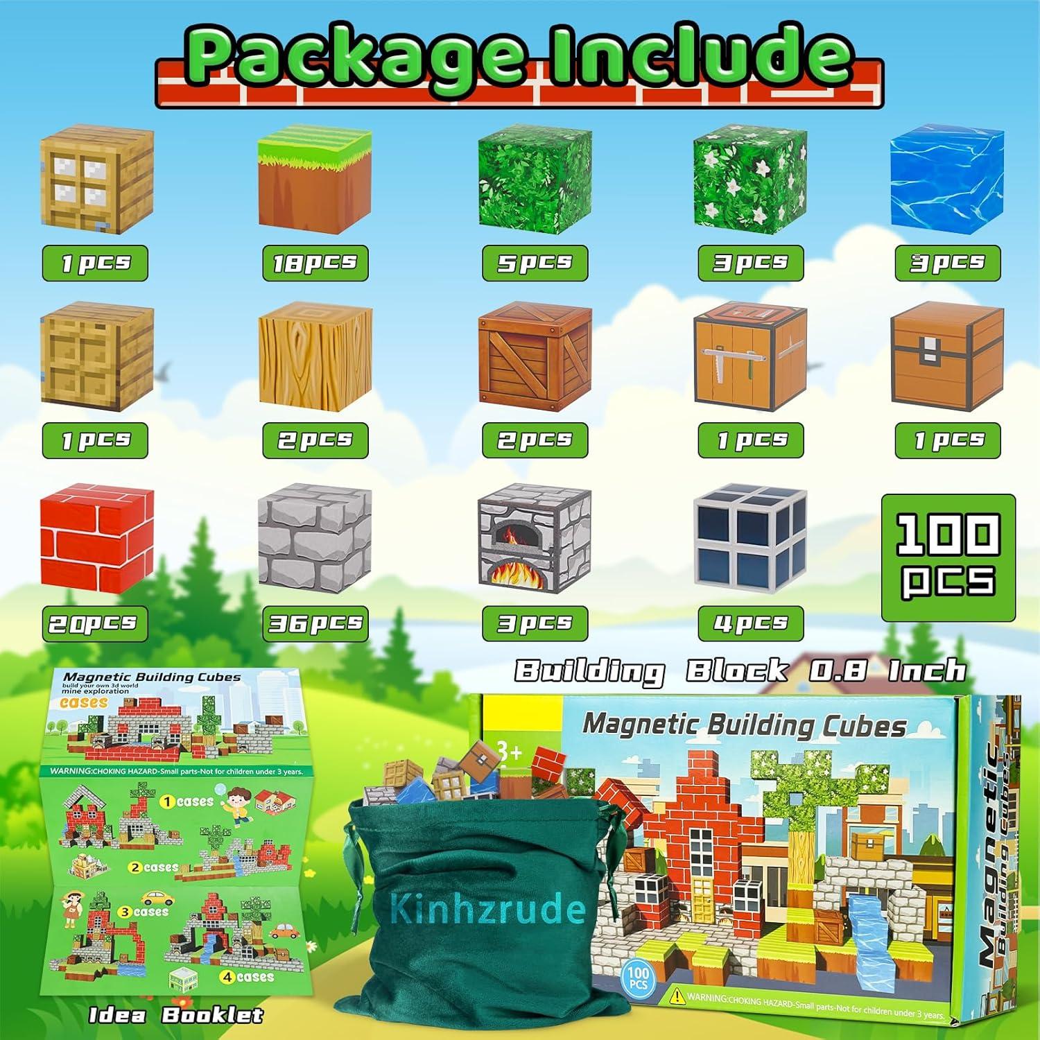 Set de Bloques Magnéticos Kinhzrude 100PCS Juguetes STEM 0.55kg