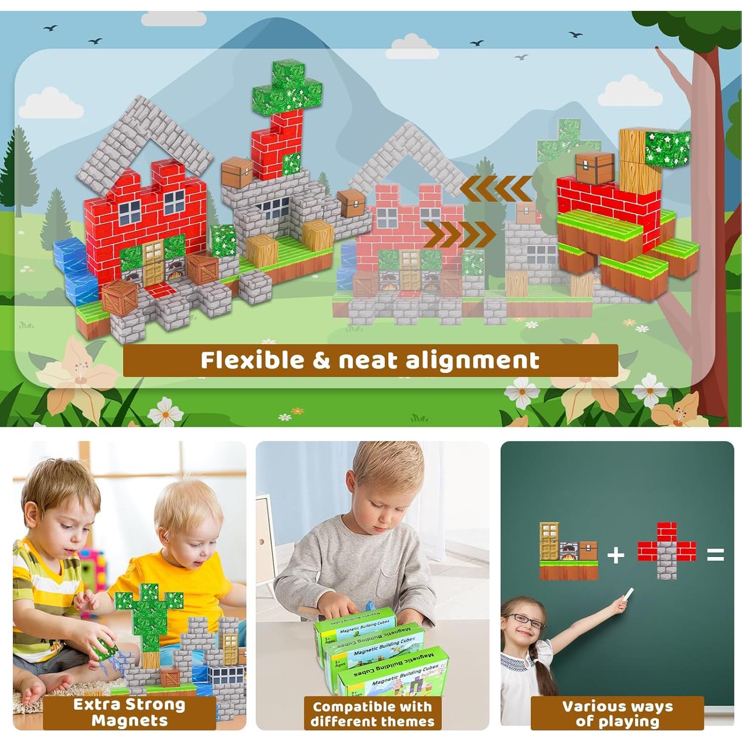 Set de Bloques Magnéticos Kinhzrude 100PCS Juguetes STEM 0.55kg