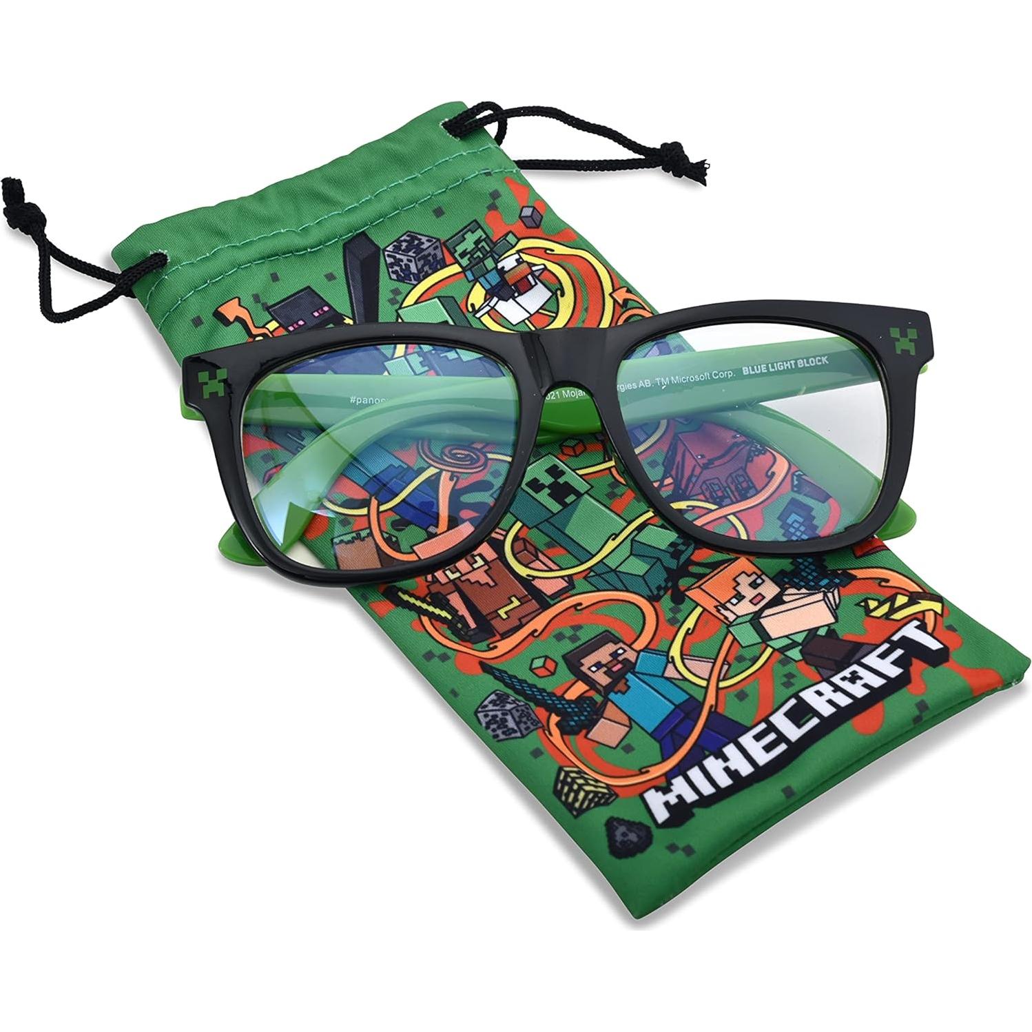 Gafas bloqueadoras de luz azul Minecraft con estuche y limpiador