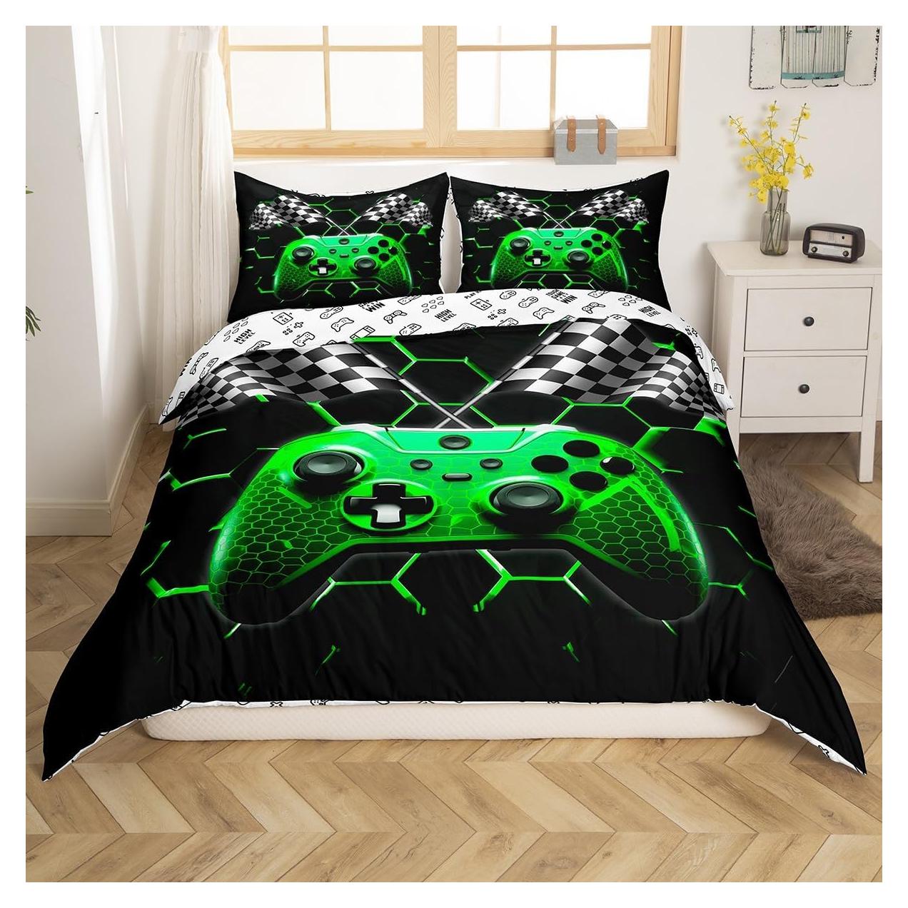 Juego de Ropa de Cama Queen Castle Fairy 3D Gamepad Verde