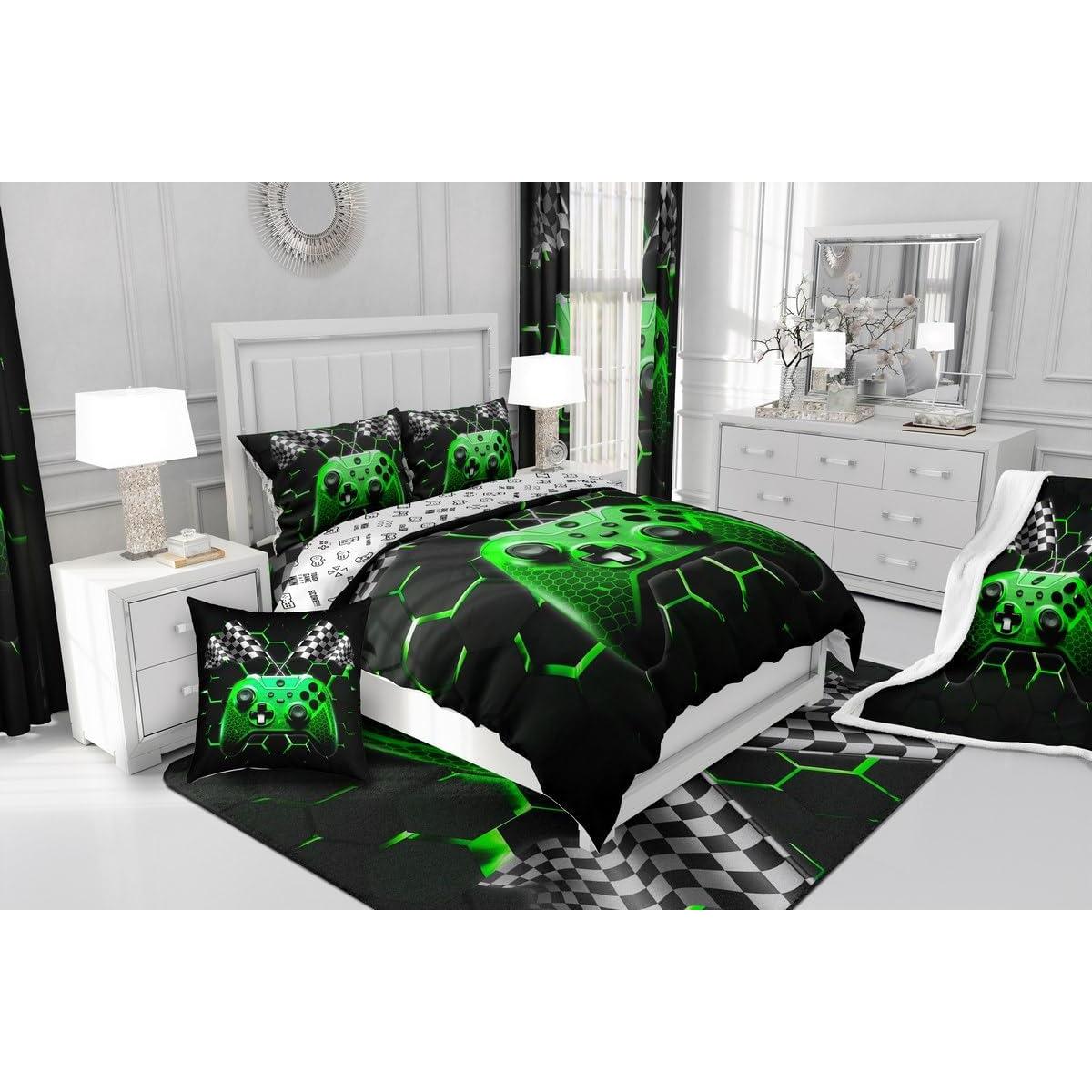 Juego de Ropa de Cama Queen Castle Fairy 3D Gamepad Verde