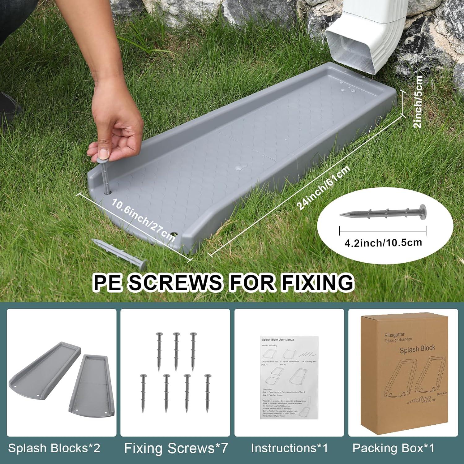 Bloque de Salpicadura Plusgutter 61 cm Gris - 3 Paquete