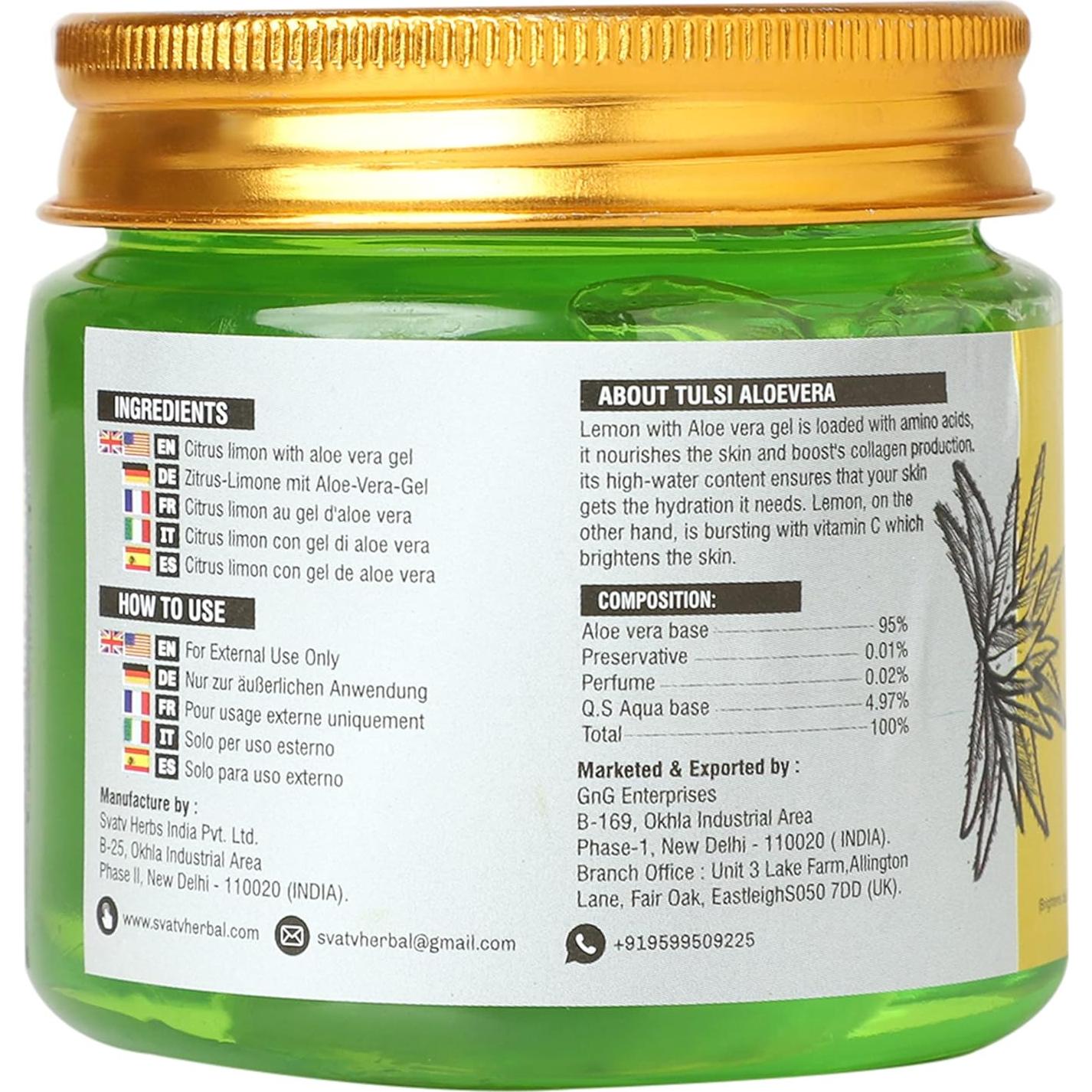 Gel de Aloe Vera SVATV con Limón 200g - Hidratante Facial y Corporal