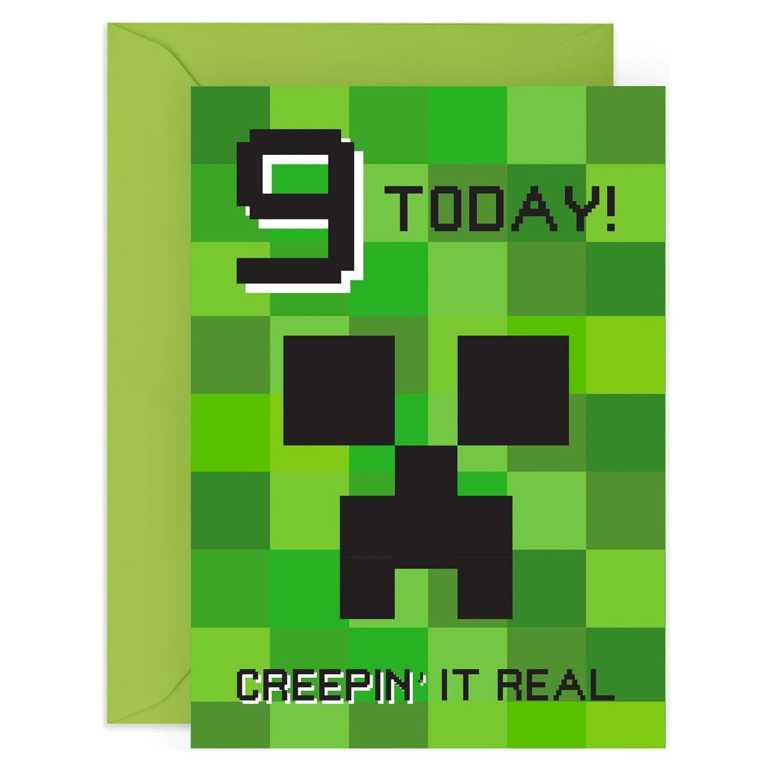 Tarjeta de Cumpleaños Central 23 9 años Minecraft con Calcomanías