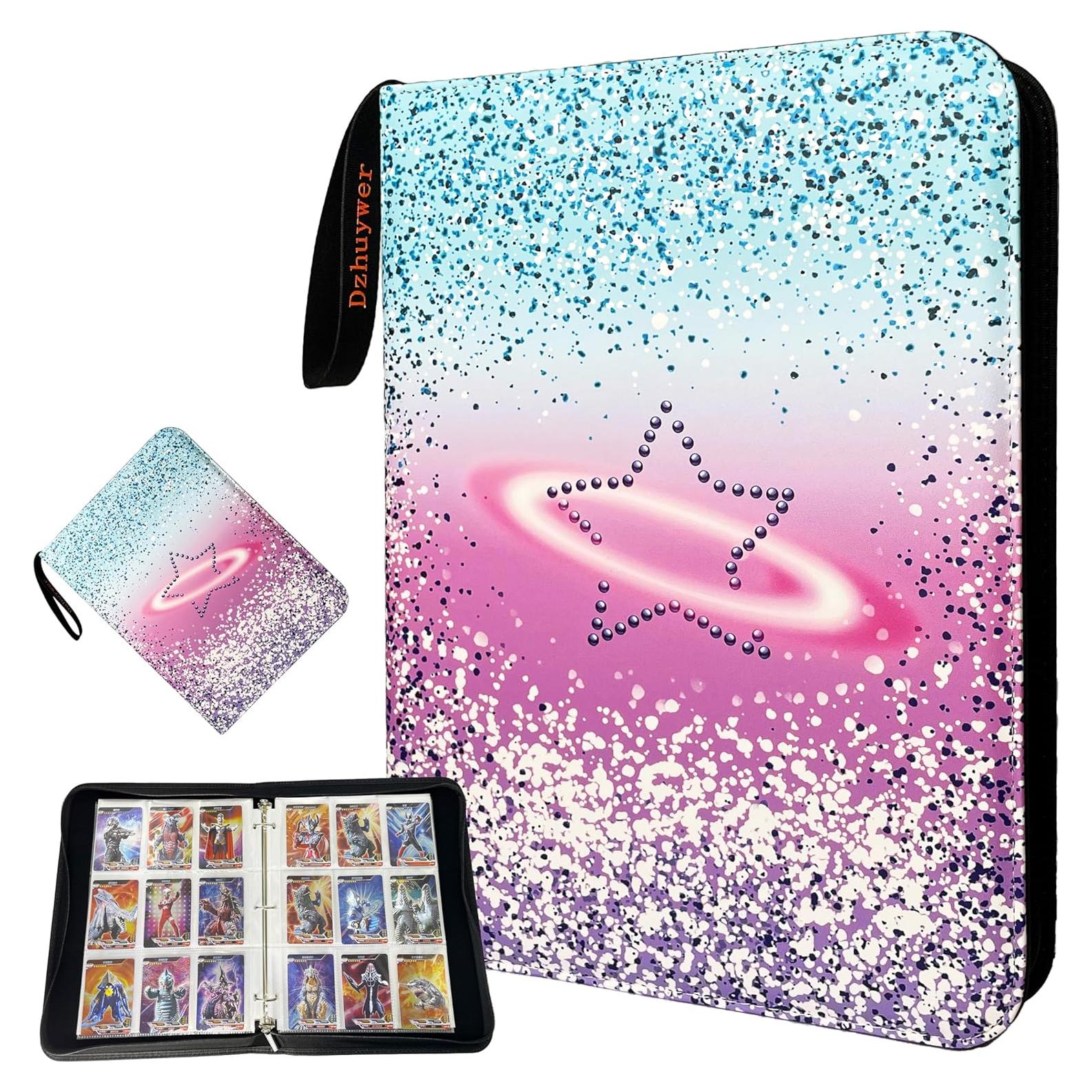 Carpeta de Cartas Coleccionables Dzhuywer 9 Bolsillos Estrella Rosa