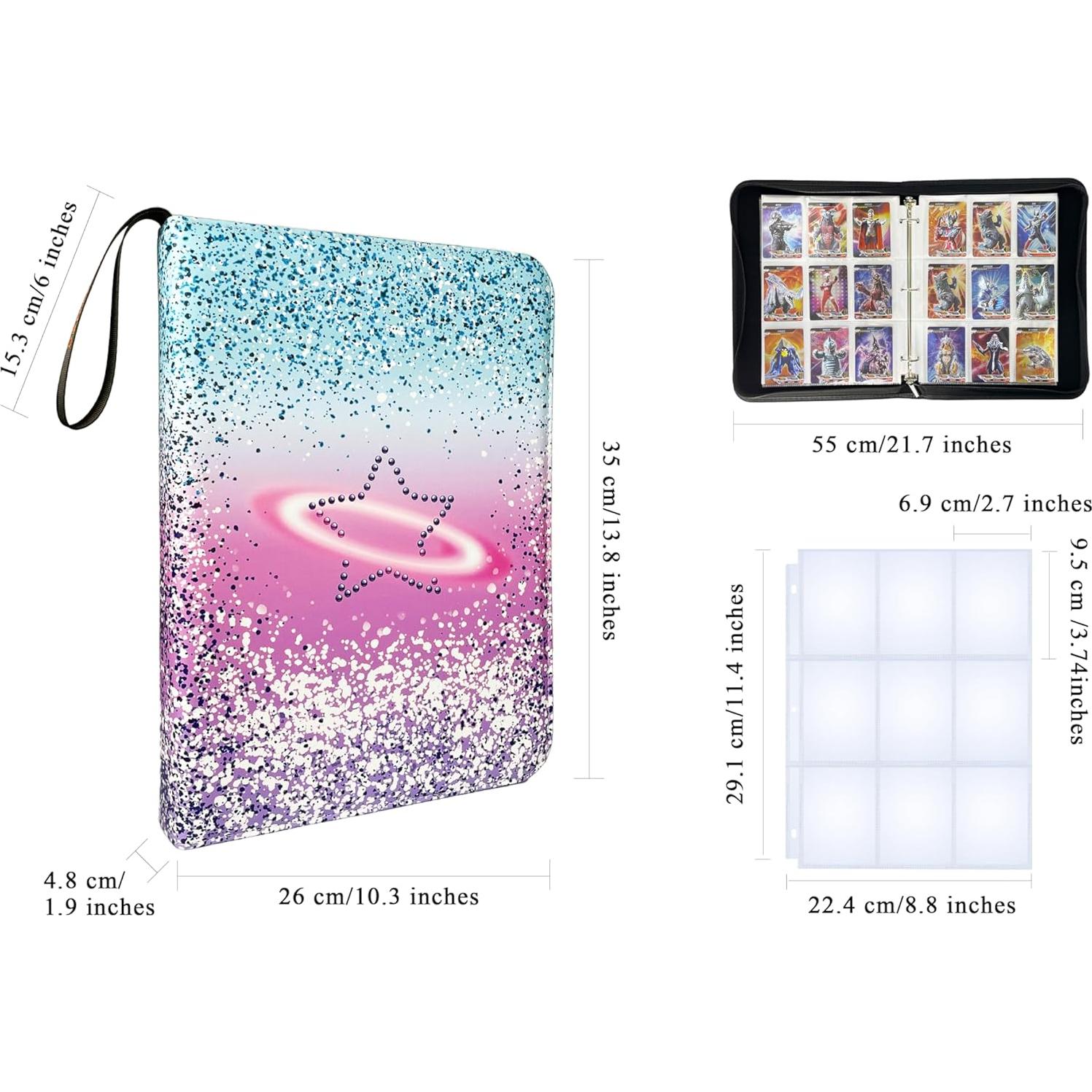 Carpeta de Cartas Coleccionables Dzhuywer 9 Bolsillos Estrella Rosa