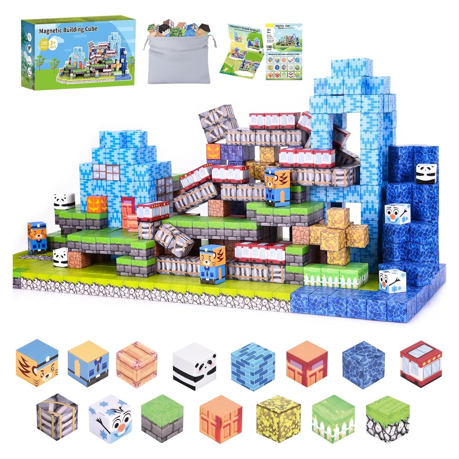 Bloques de Construcción Magnéticos Ludmila 100 Piezas 3D