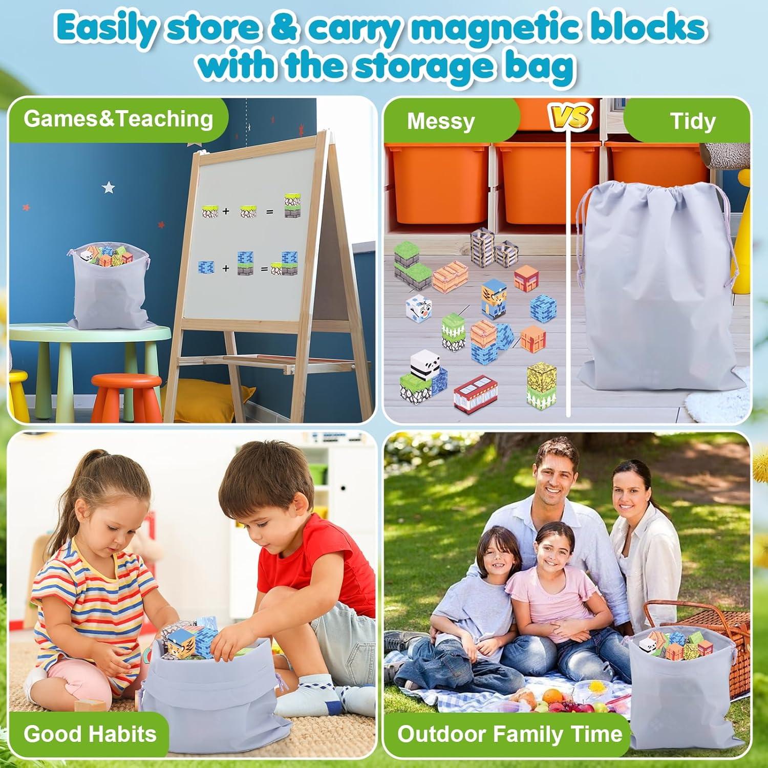 Bloques de Construcción Magnéticos Ludmila 100 Piezas 3D