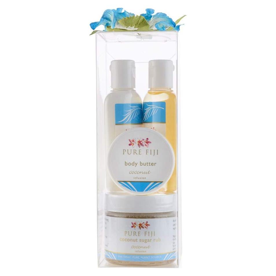 Caja de Regalo Spa Pure Fiji 4 Piezas - Exfoliante, Aceite, Manteca, Loción Coco