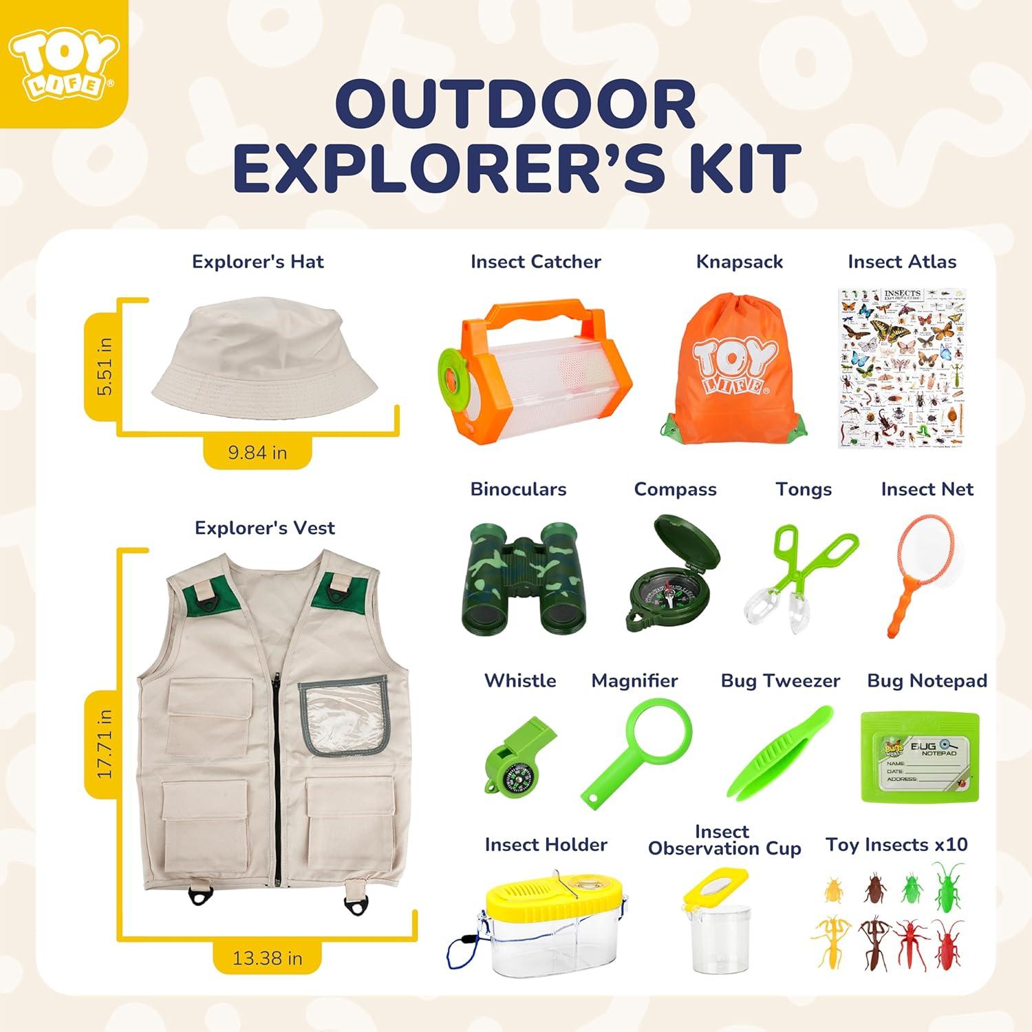 Kit de Explorador TOY Life para Niños 3-12 Años con Binoculares