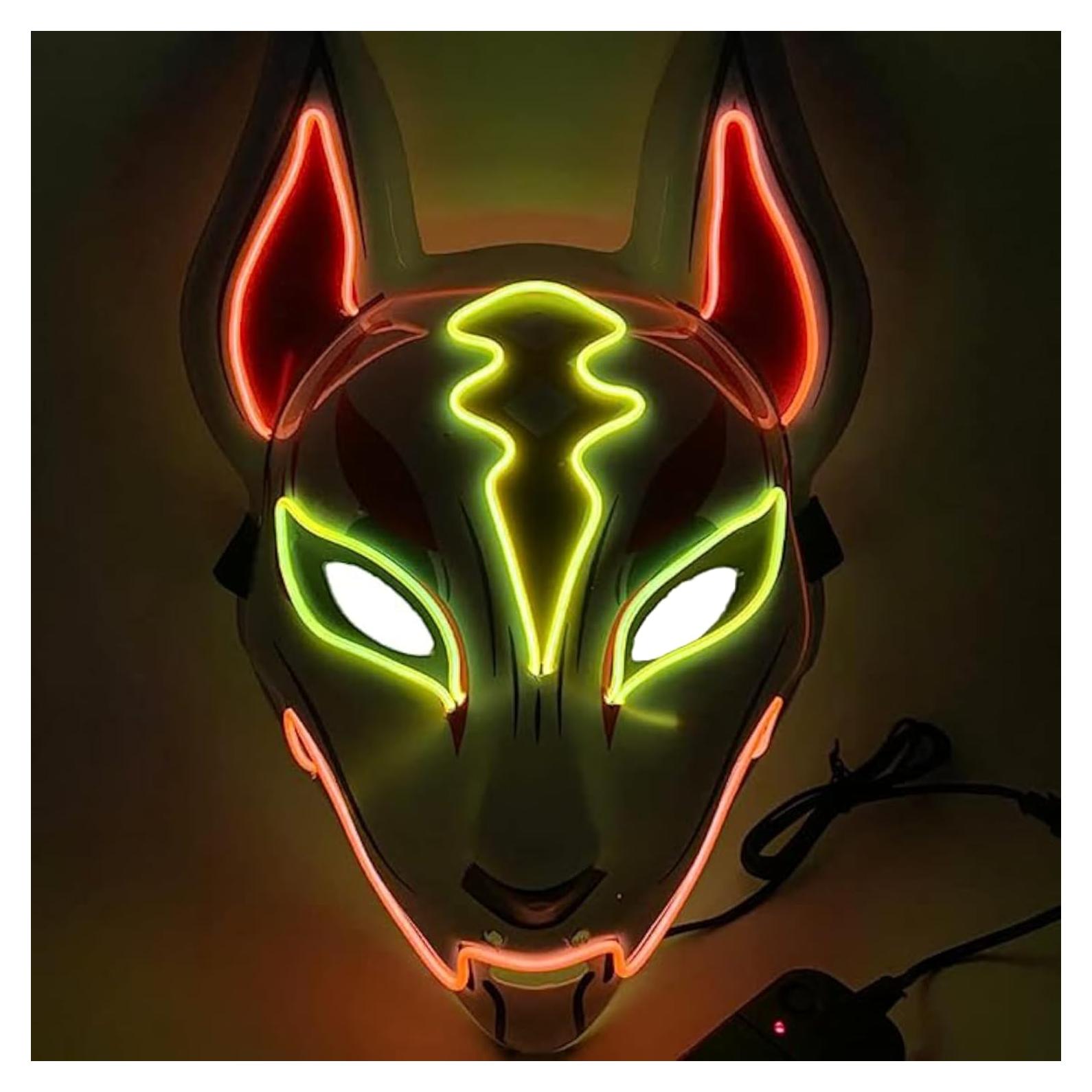 Máscara LED Zorro Fox Fortnite Drift Cosplay Naranja Amarillo