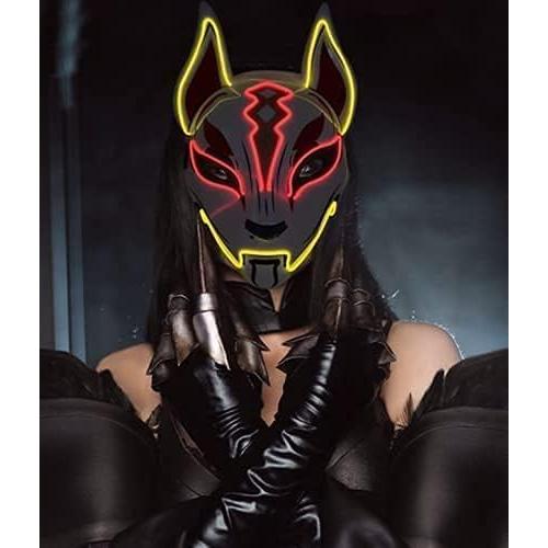 Máscara LED Zorro Fox Fortnite Drift Cosplay Naranja Amarillo