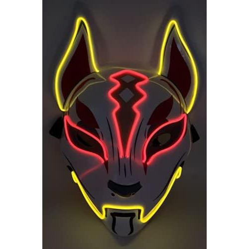 Máscara LED Zorro Fox Fortnite Drift Cosplay Naranja Amarillo