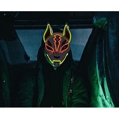 Máscara LED Zorro Fox Fortnite Drift Cosplay Naranja Amarillo