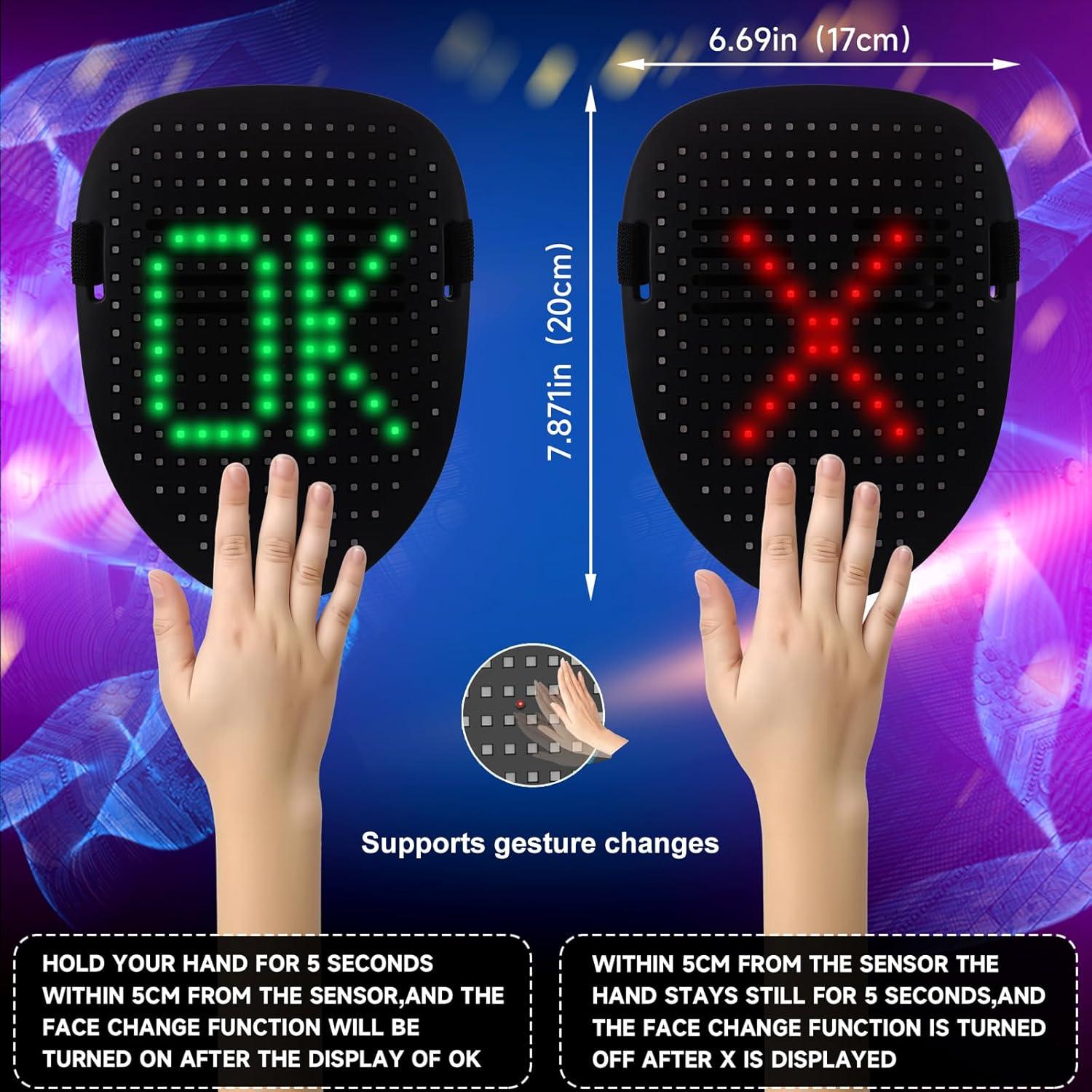 Máscara LED Funler Mini con Control por Gestos - 50 Patrones