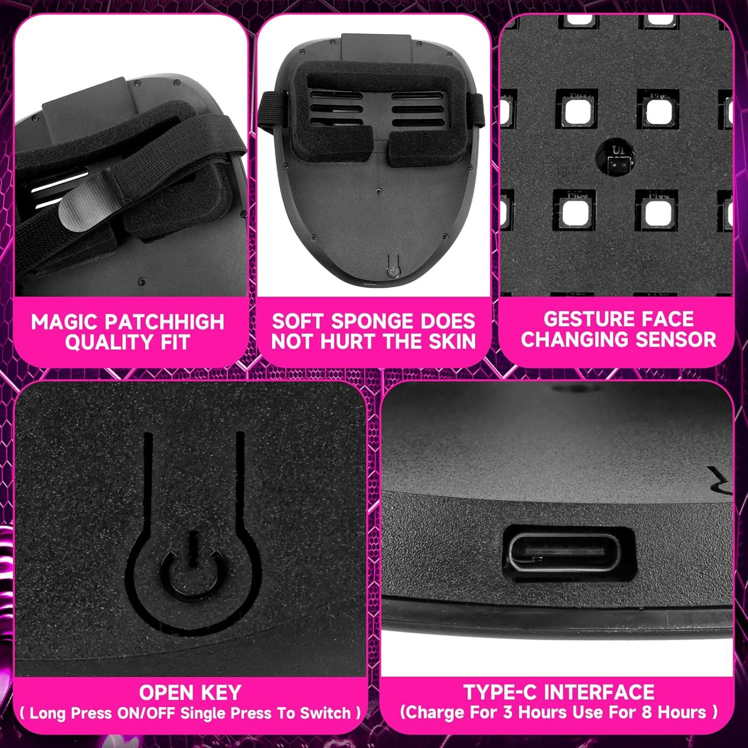 Máscara LED Funler Mini con Control por Gestos - 50 Patrones