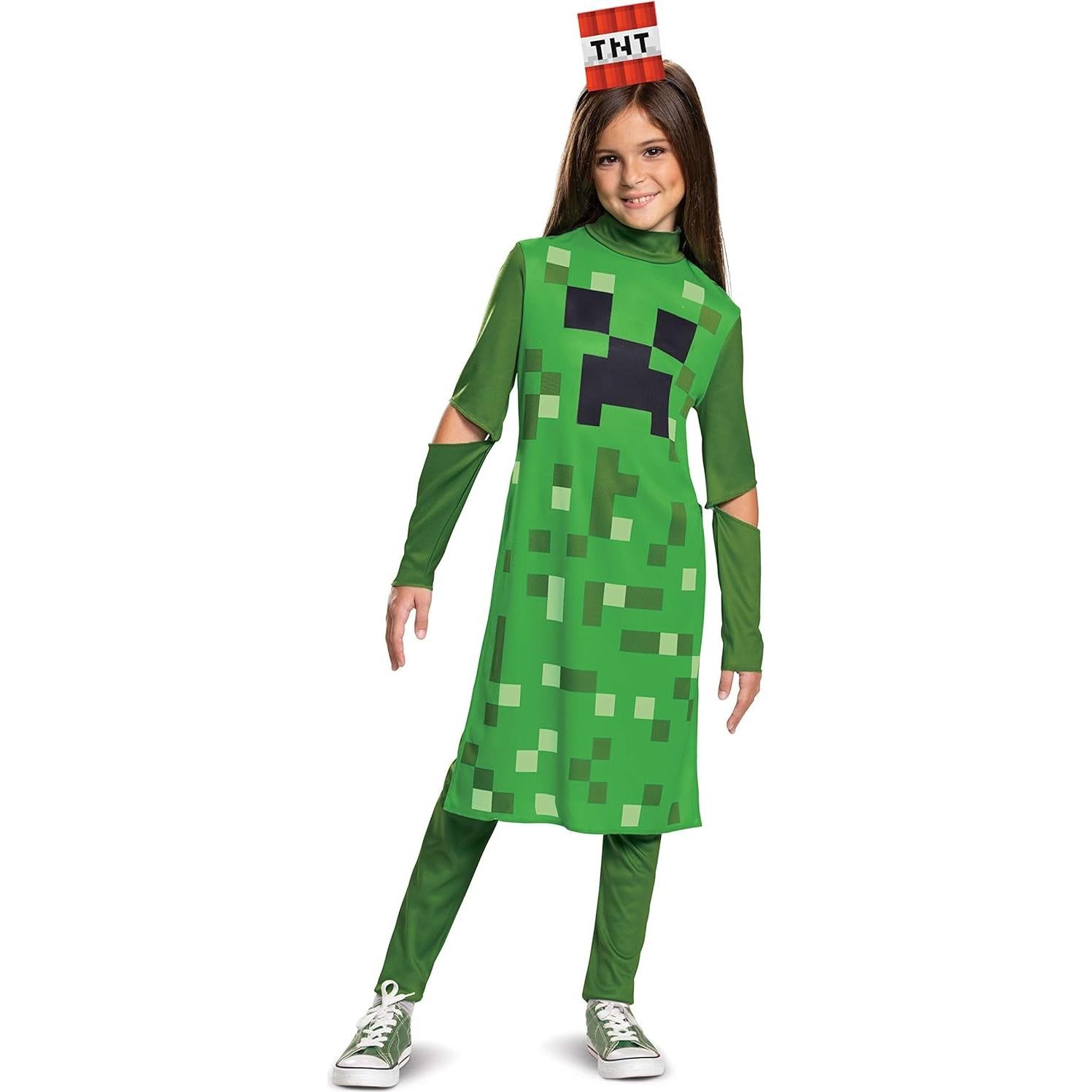 Disfraz Minecraft Creeper Niña Verde M (7-8 años)