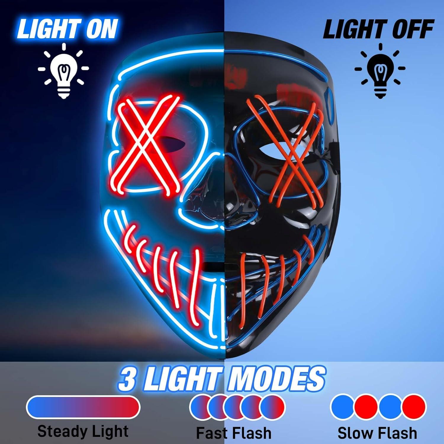 Máscara LED Purge Halloween Unisex Ajustable con Luces