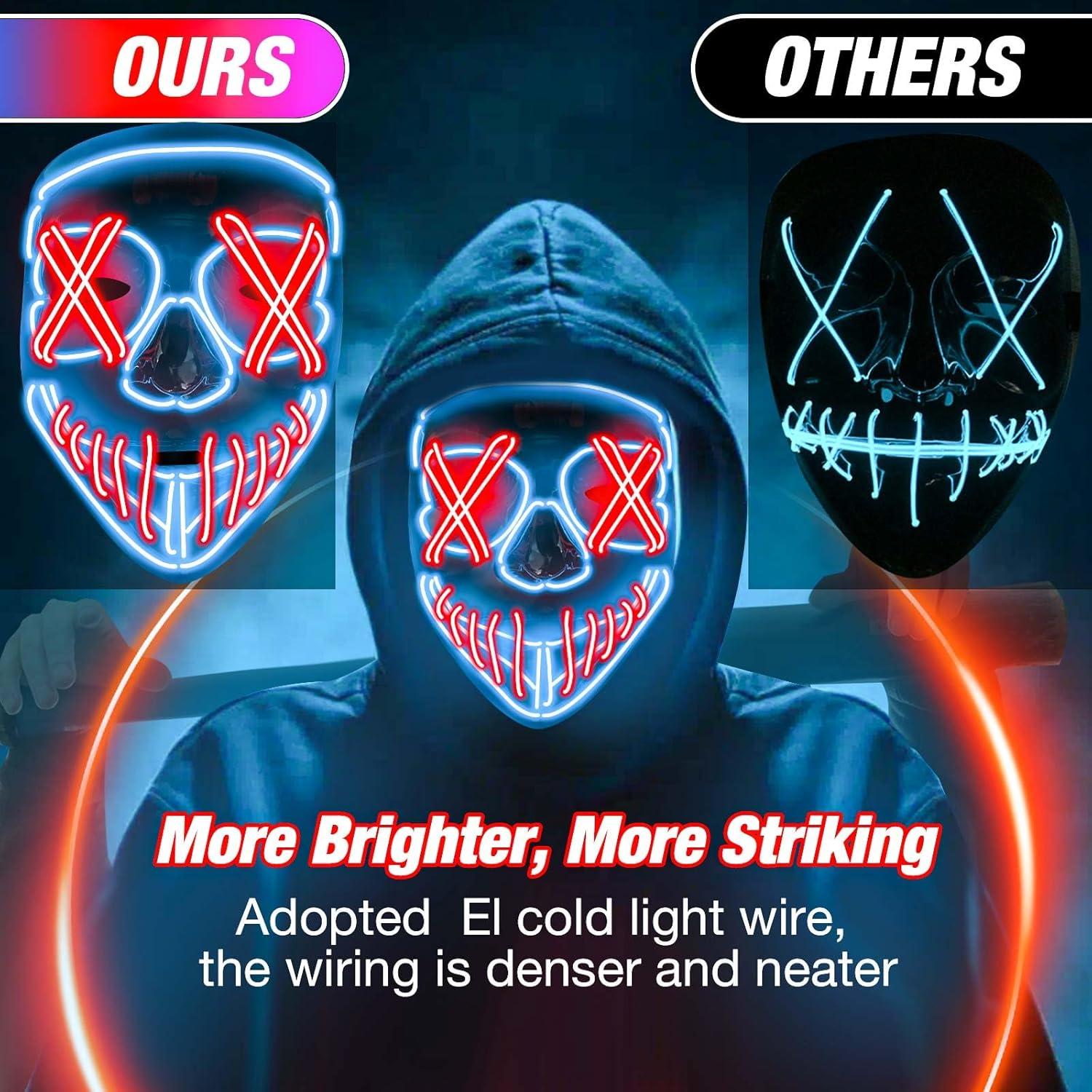 Máscara LED Purge Halloween Unisex Ajustable con Luces