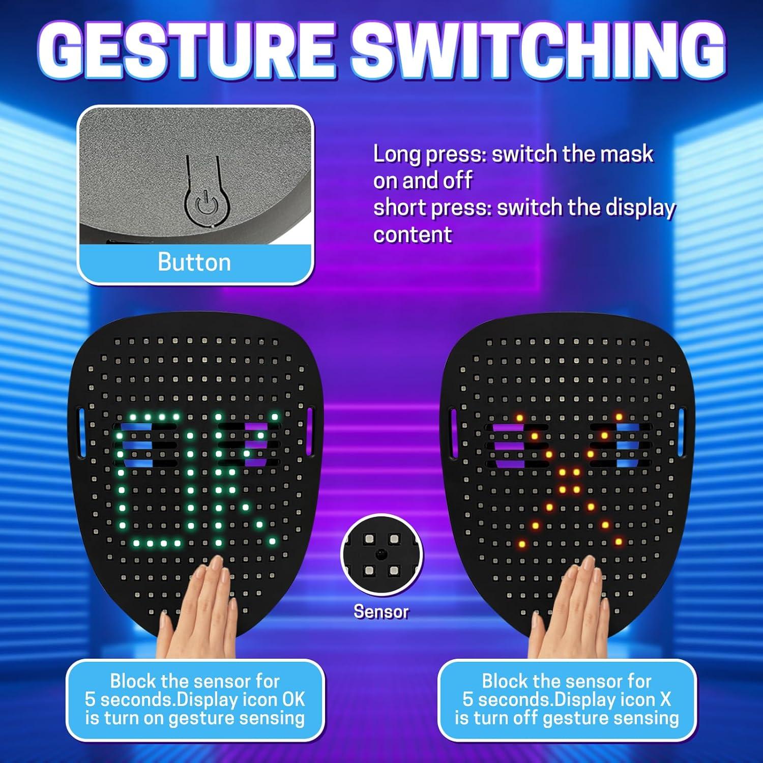 Máscara LED Halloween SPONDSOPH 50 Patrones Iluminada Niños