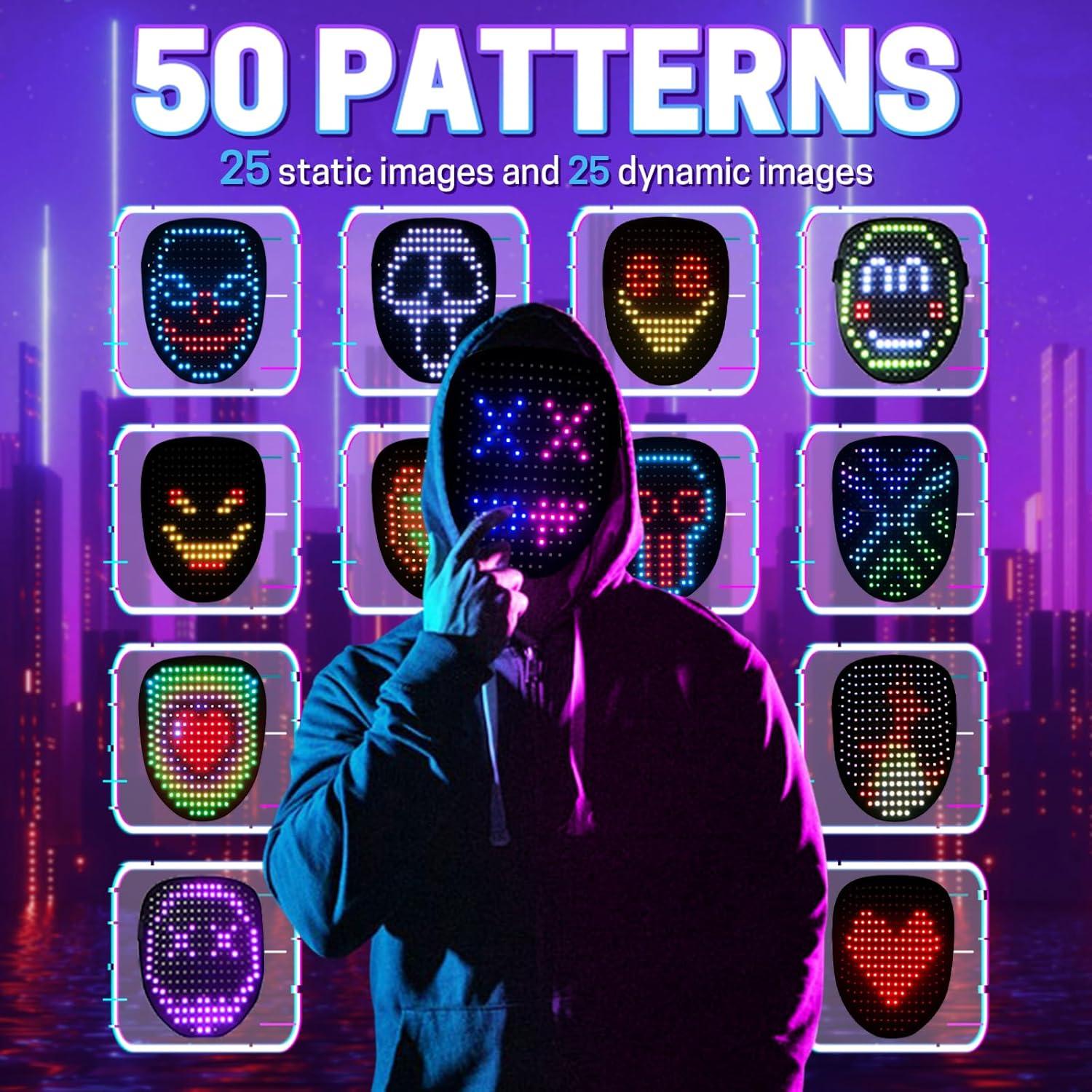 Máscara LED Halloween SPONDSOPH 50 Patrones Iluminada Niños