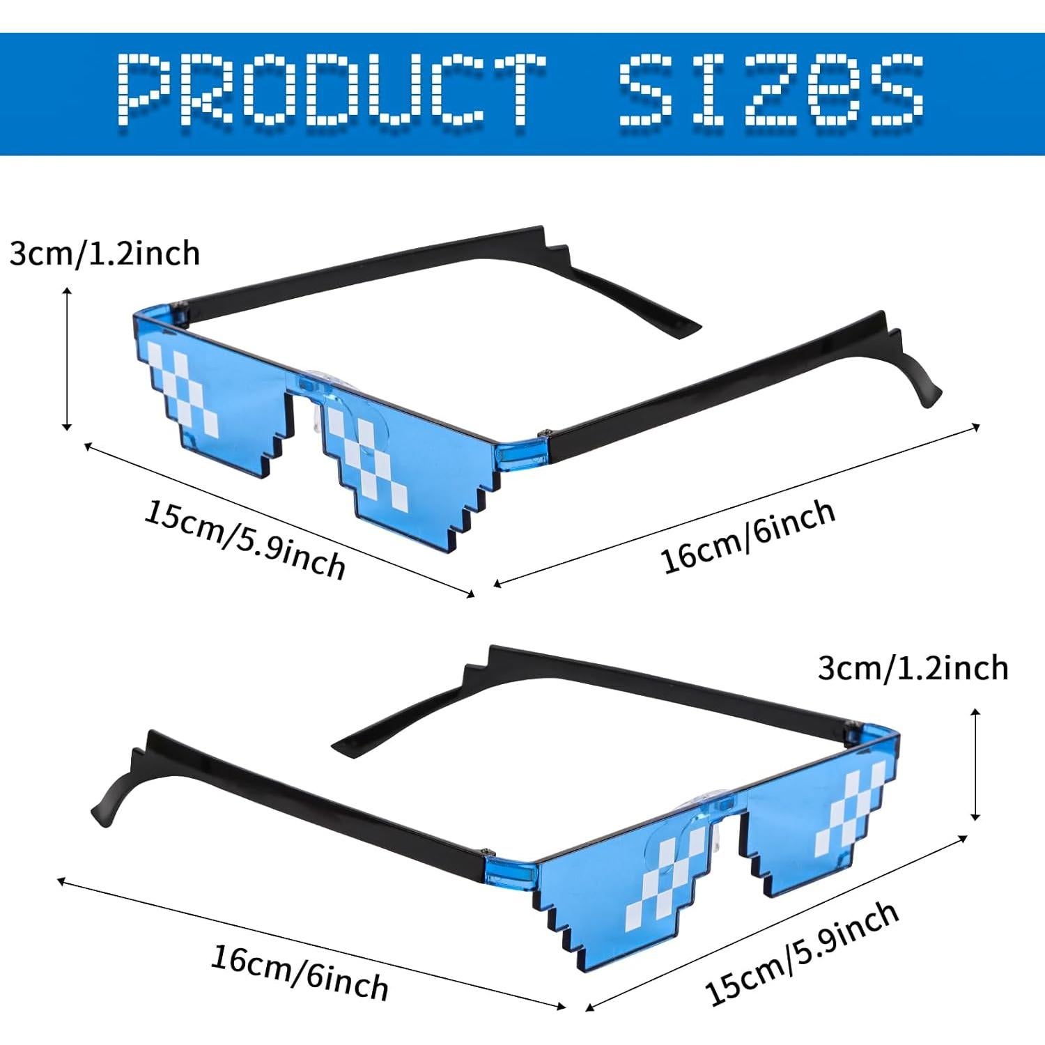 KIMOBER Paquete de 10 Gafas de Sol Pixeladas 8 Bits Multicolor
