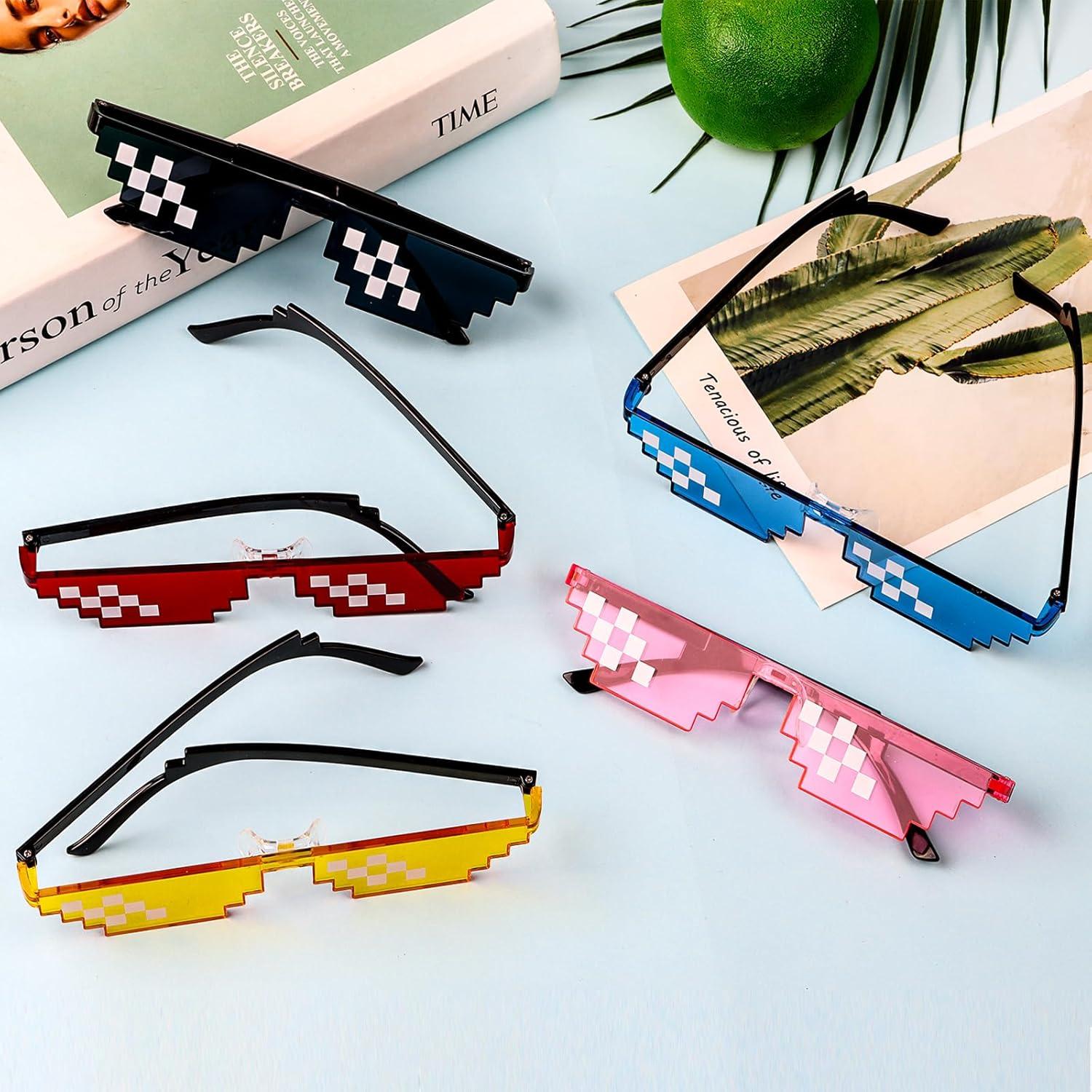 KIMOBER Paquete de 10 Gafas de Sol Pixeladas 8 Bits Multicolor