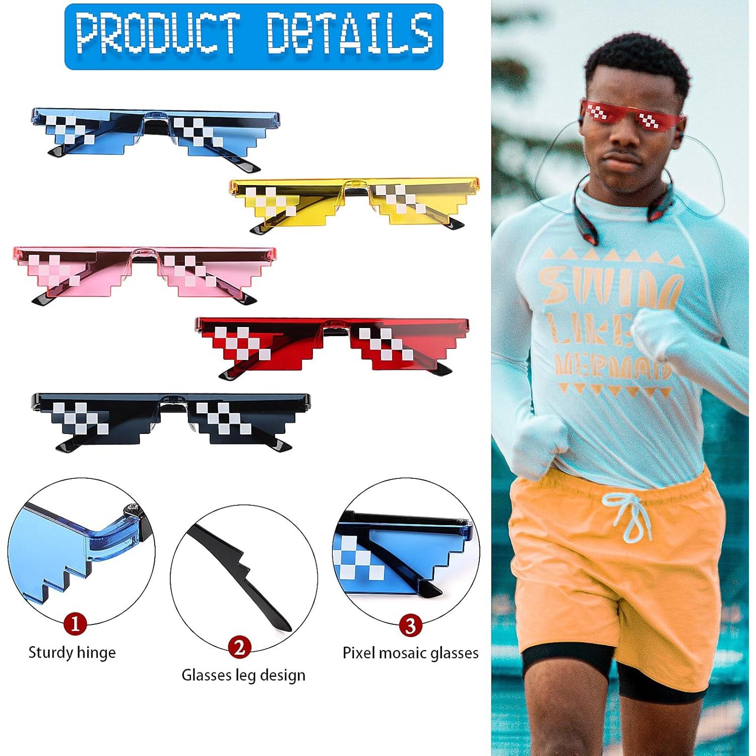 KIMOBER Paquete de 10 Gafas de Sol Pixeladas 8 Bits Multicolor