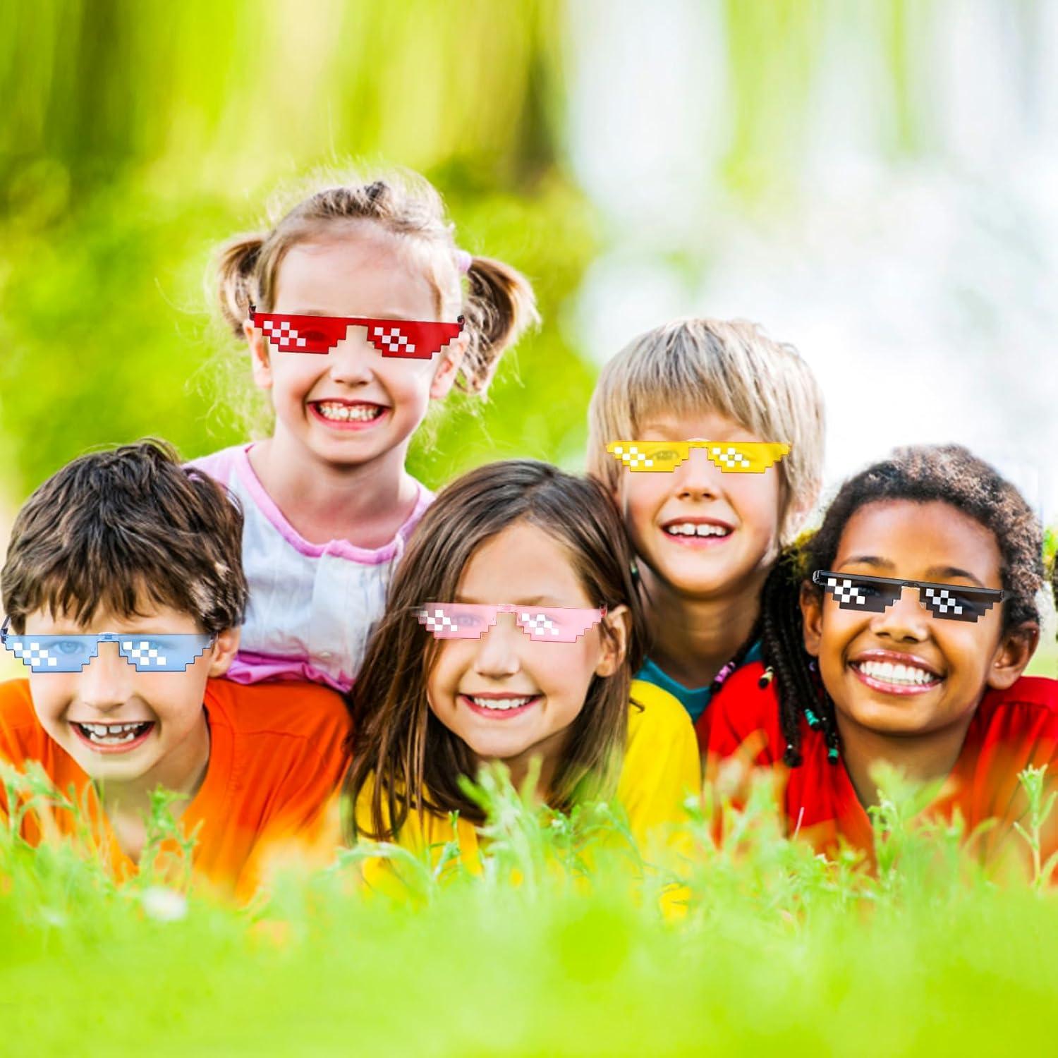 KIMOBER Paquete de 10 Gafas de Sol Pixeladas 8 Bits Multicolor