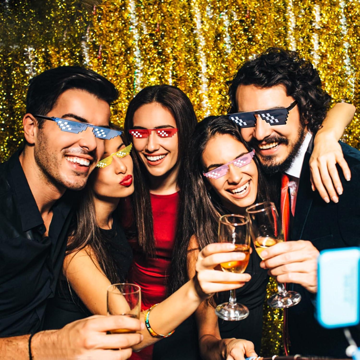 KIMOBER Paquete de 10 Gafas de Sol Pixeladas 8 Bits Multicolor