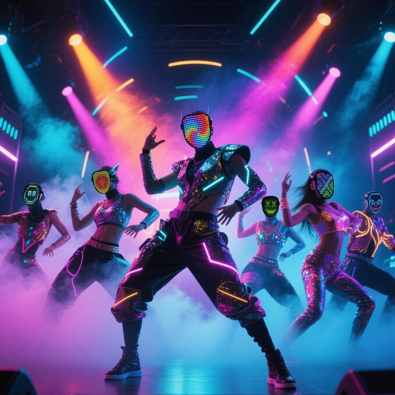 Máscara LED Arscniek Recargable con Control por Gestos - Ideal para Halloween y Fiestas