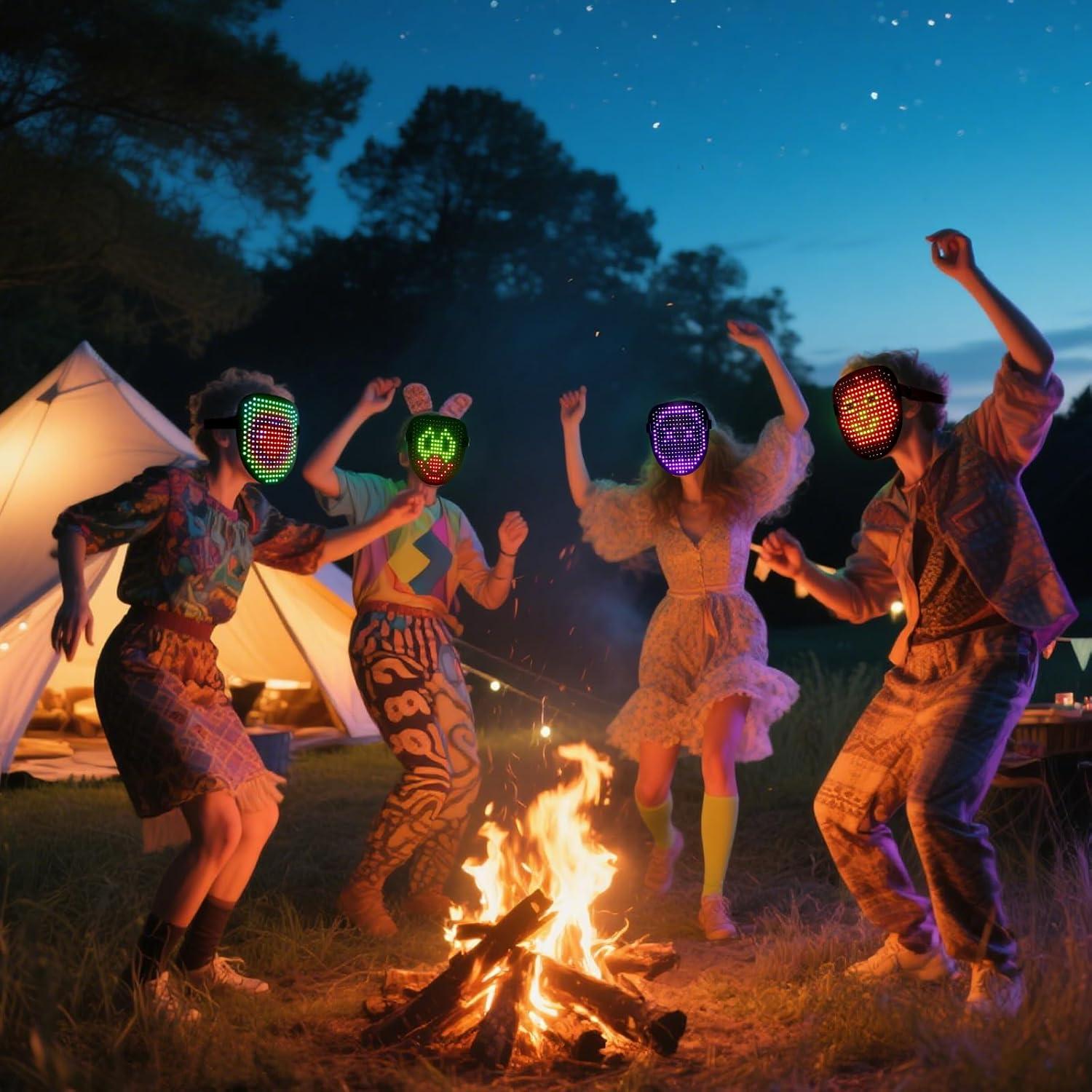 Máscara LED Arscniek Recargable con Control por Gestos - Ideal para Halloween y Fiestas