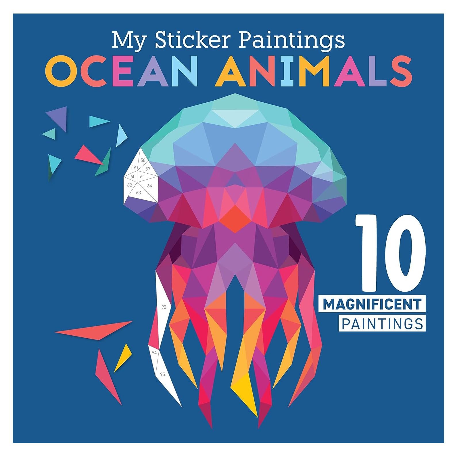 My Sticker Paintings: Ocean Animals: 10 Magnificent Paintings (Happy Fox Books) For Kids 6-10 - Jellyfish, Dolphins, Penguins, Sharks, and More, with 30 to 140 Removable, Reusable Stickers per Design