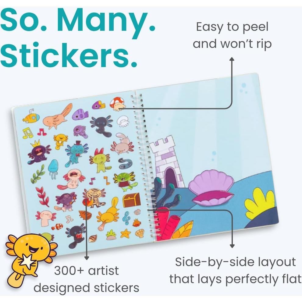 Libro de Stickers Axolotl Cupkin - 300 Stickers y 8 Escenas