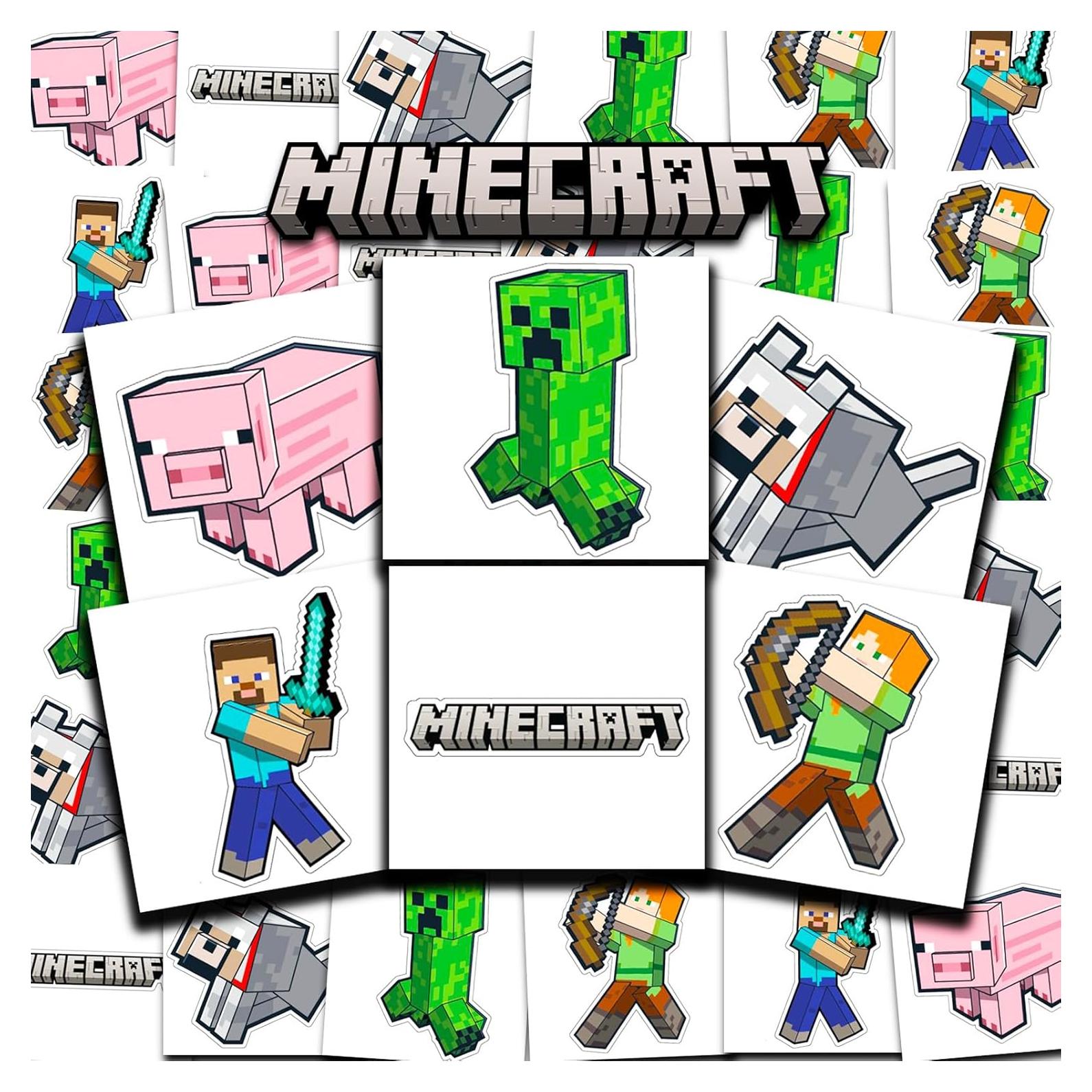 Paquete de 72 Tatuajes Temporales Minecraft Crenstone 5.08 cm