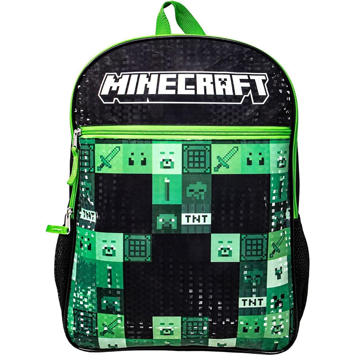 Mochila Casual Minecraft Bioworld Verde 30.5x12.7x40.6 cm