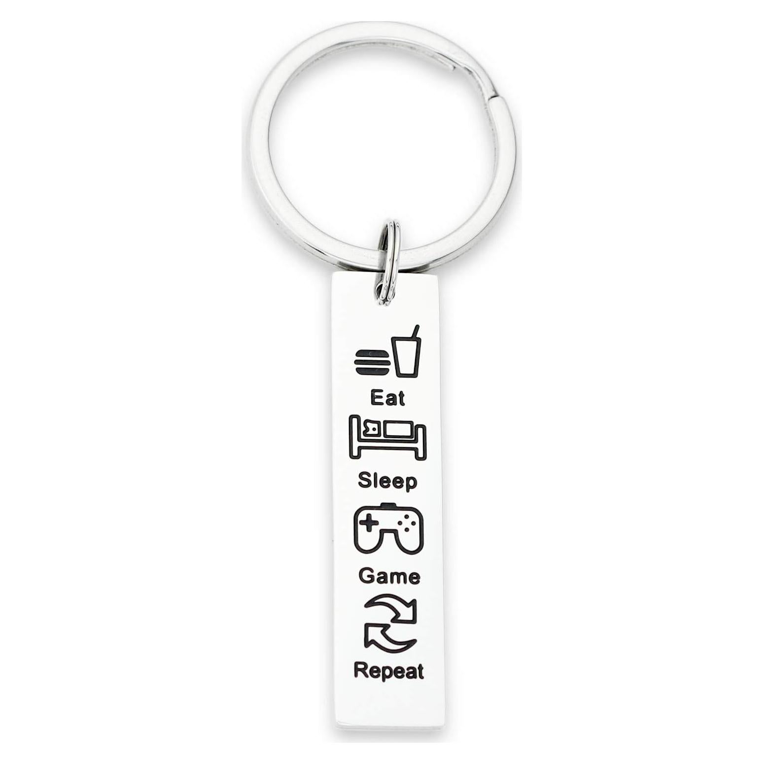 Llavero Gamer Kivosliviz Acero Inoxidable 50mm Comer Dormir Jugar