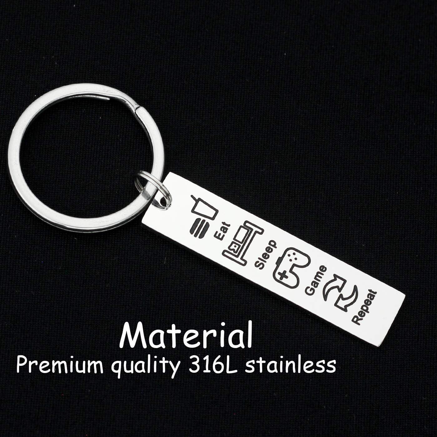 Llavero Gamer Kivosliviz Acero Inoxidable 50mm Comer Dormir Jugar