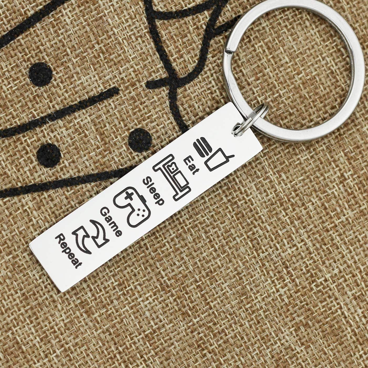 Llavero Gamer Kivosliviz Acero Inoxidable 50mm Comer Dormir Jugar