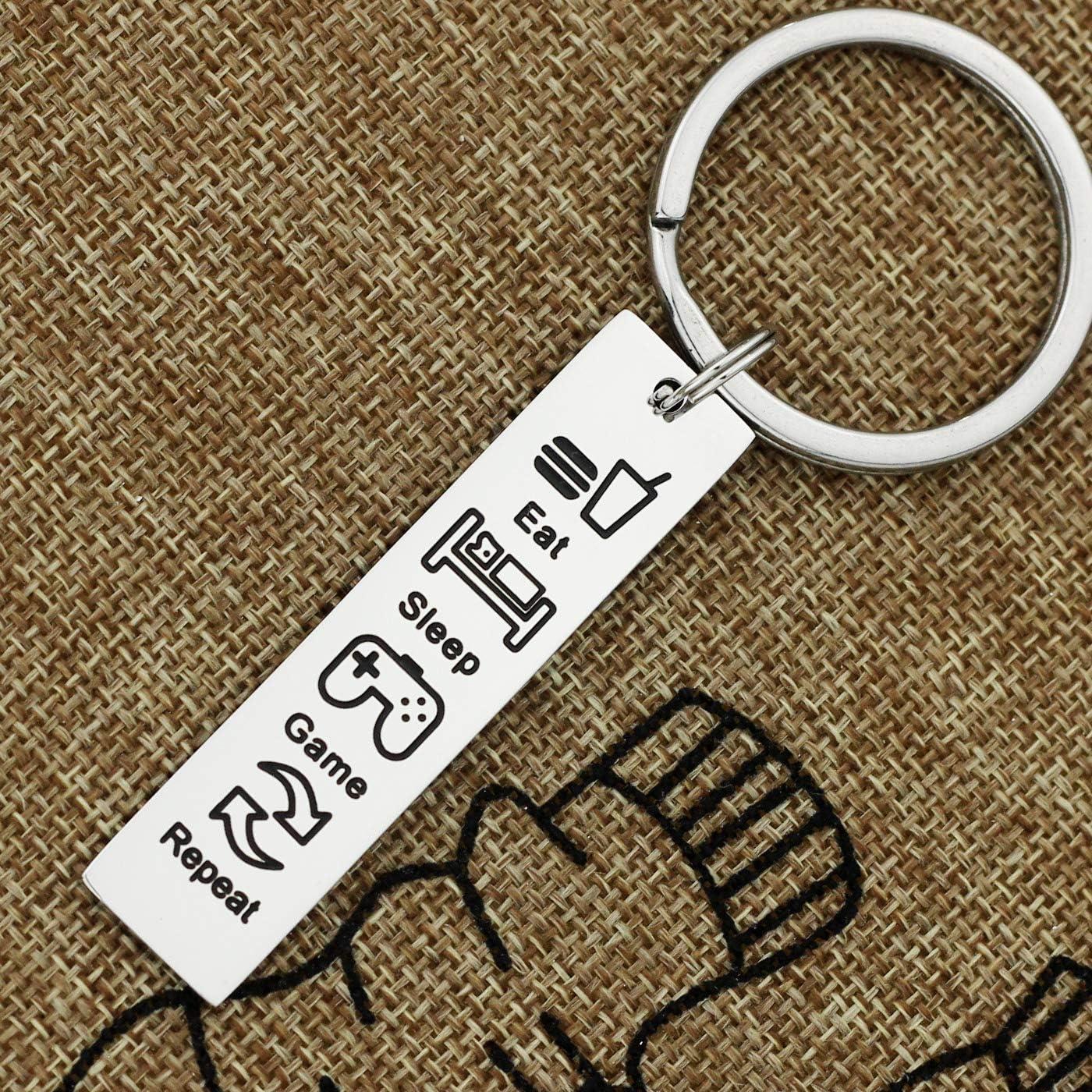 Llavero Gamer Kivosliviz Acero Inoxidable 50mm Comer Dormir Jugar