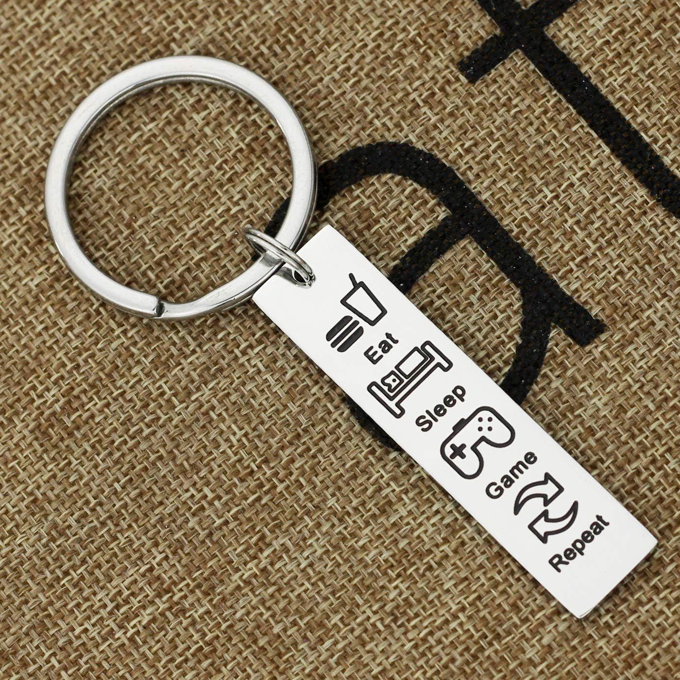 Llavero Gamer Kivosliviz Acero Inoxidable 50mm Comer Dormir Jugar