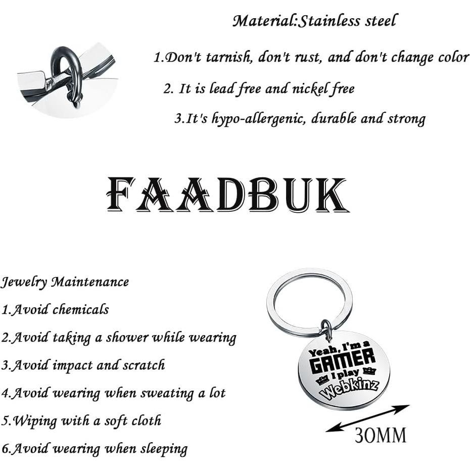 Llavero de Videojuego FAADBUK Acero Inoxidable 30mm Hipoalergénico