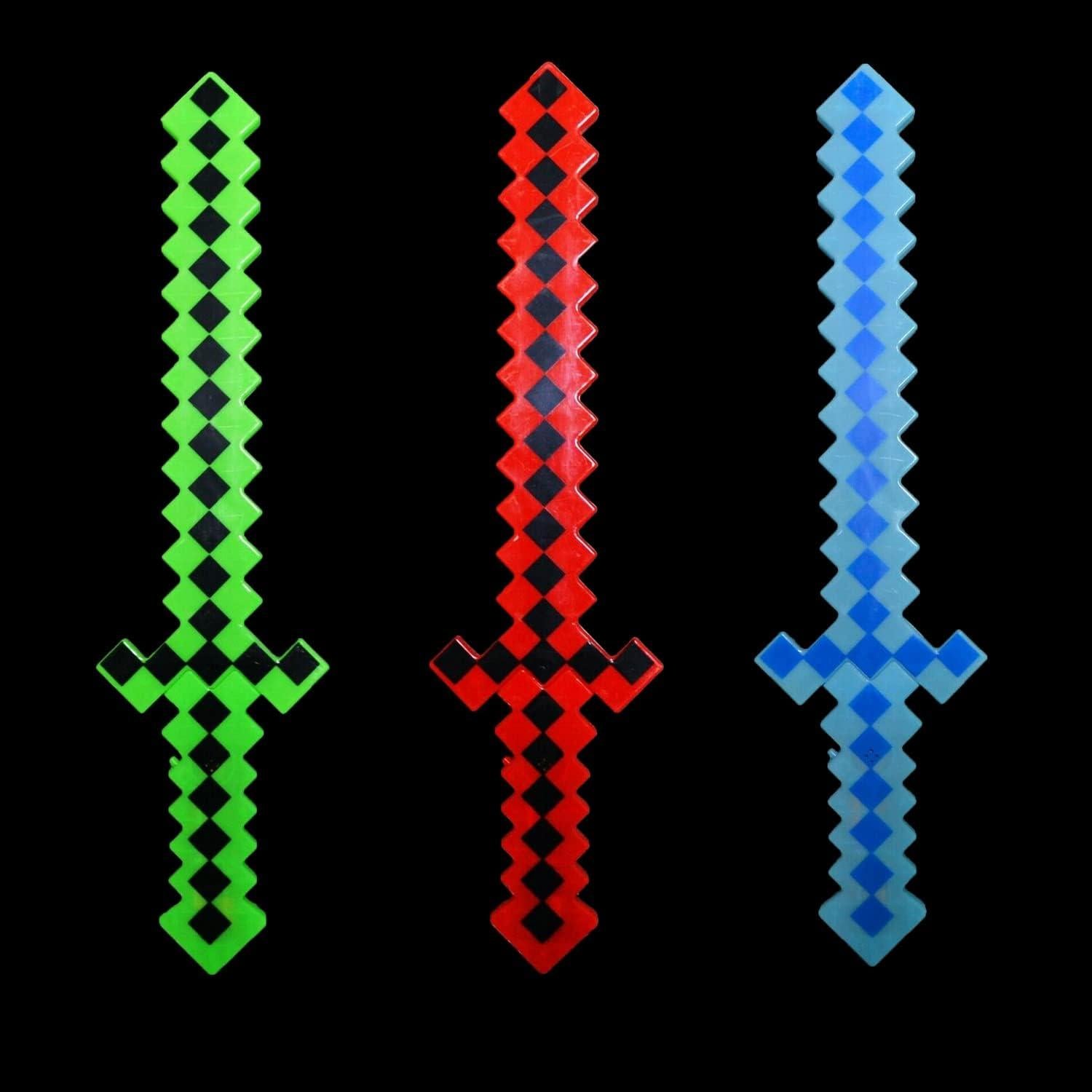 Espada de Juguete Pixel LED con Sonido - Set de 3 Accesorios