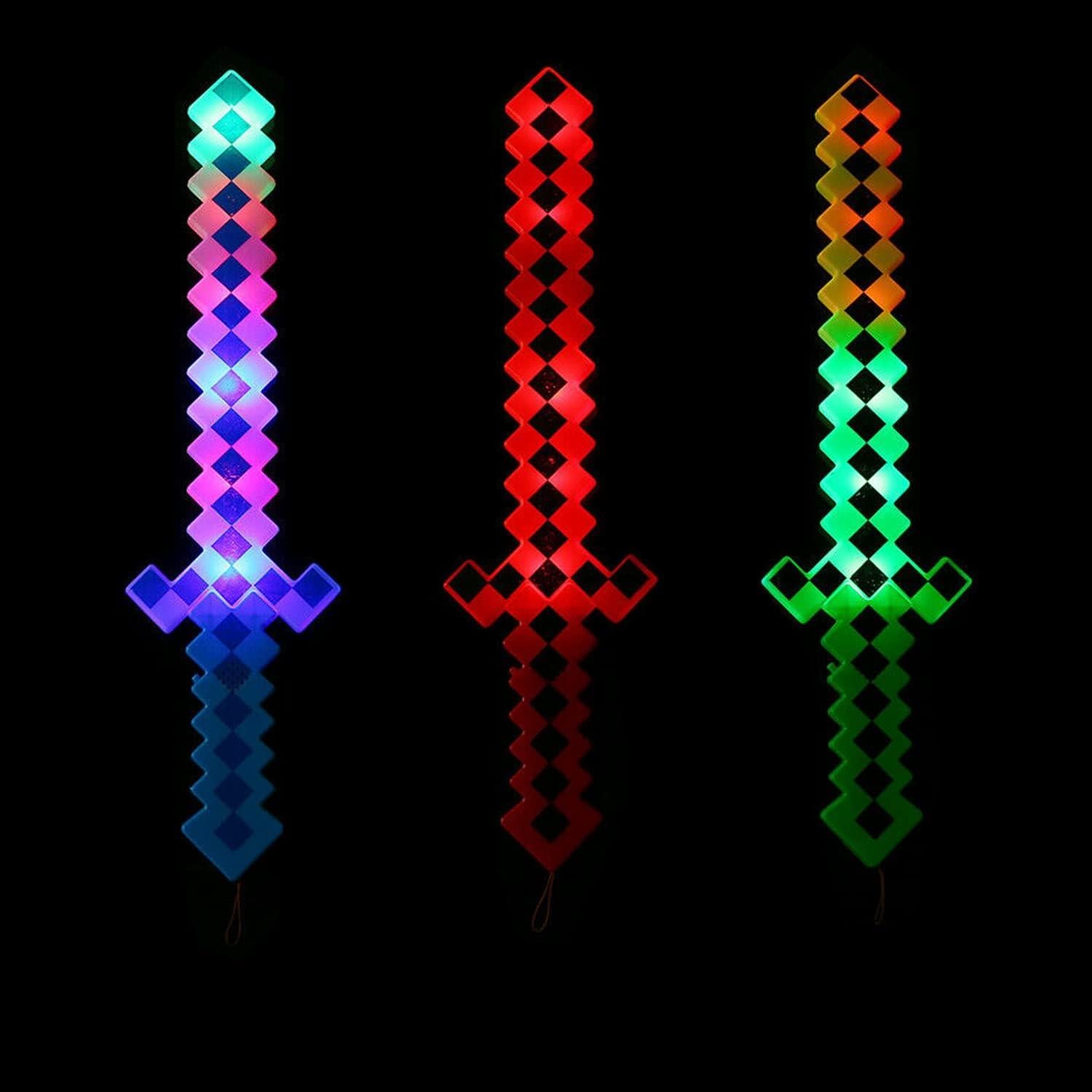 Espada de Juguete Pixel LED con Sonido - Set de 3 Accesorios